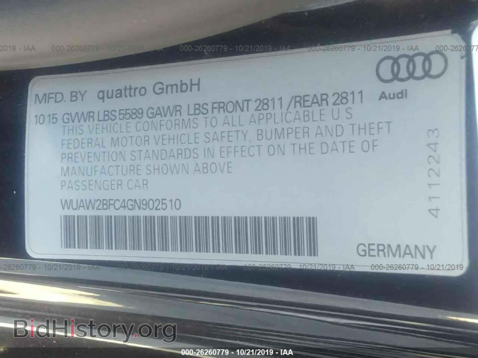 2016 AUDI RS7 - VIN: WUAW2BFC4GN902510 - Фото 9