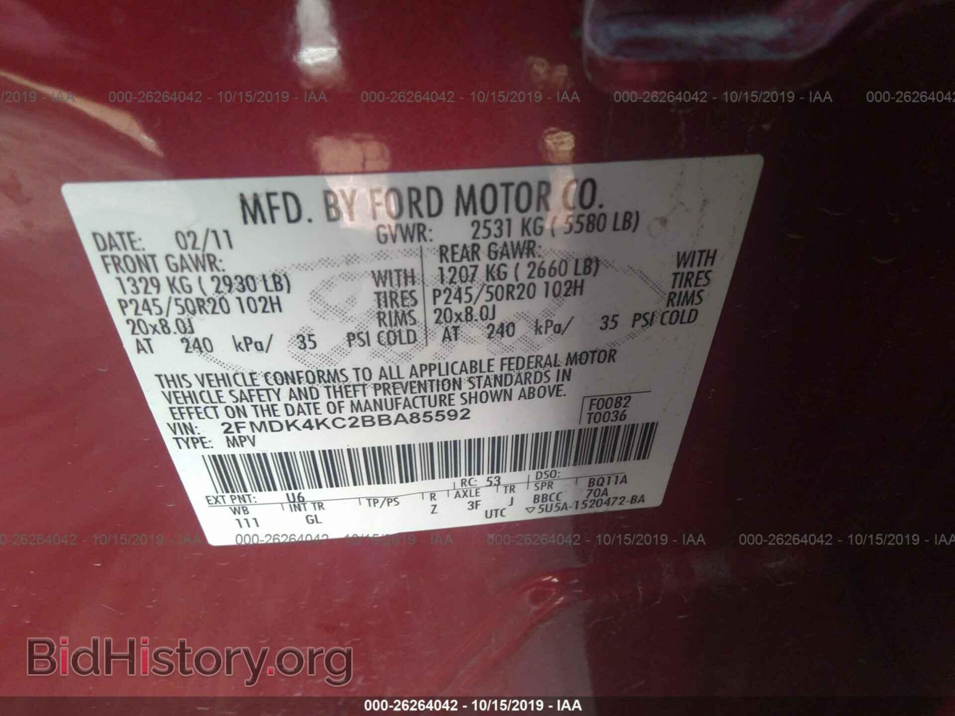 2011 FORD EDGE - VIN: 2FMDK4KC2BBA85592 - Photo 9