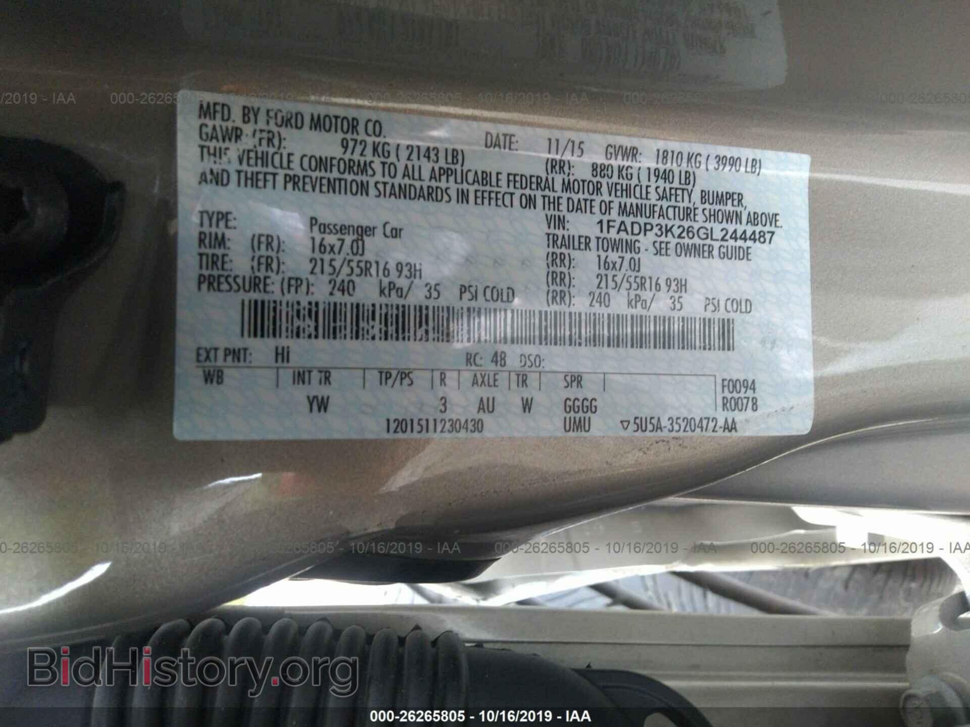 2016 FORD FOCUS - VIN: 1FADP3K26GL244487 - Фото 9