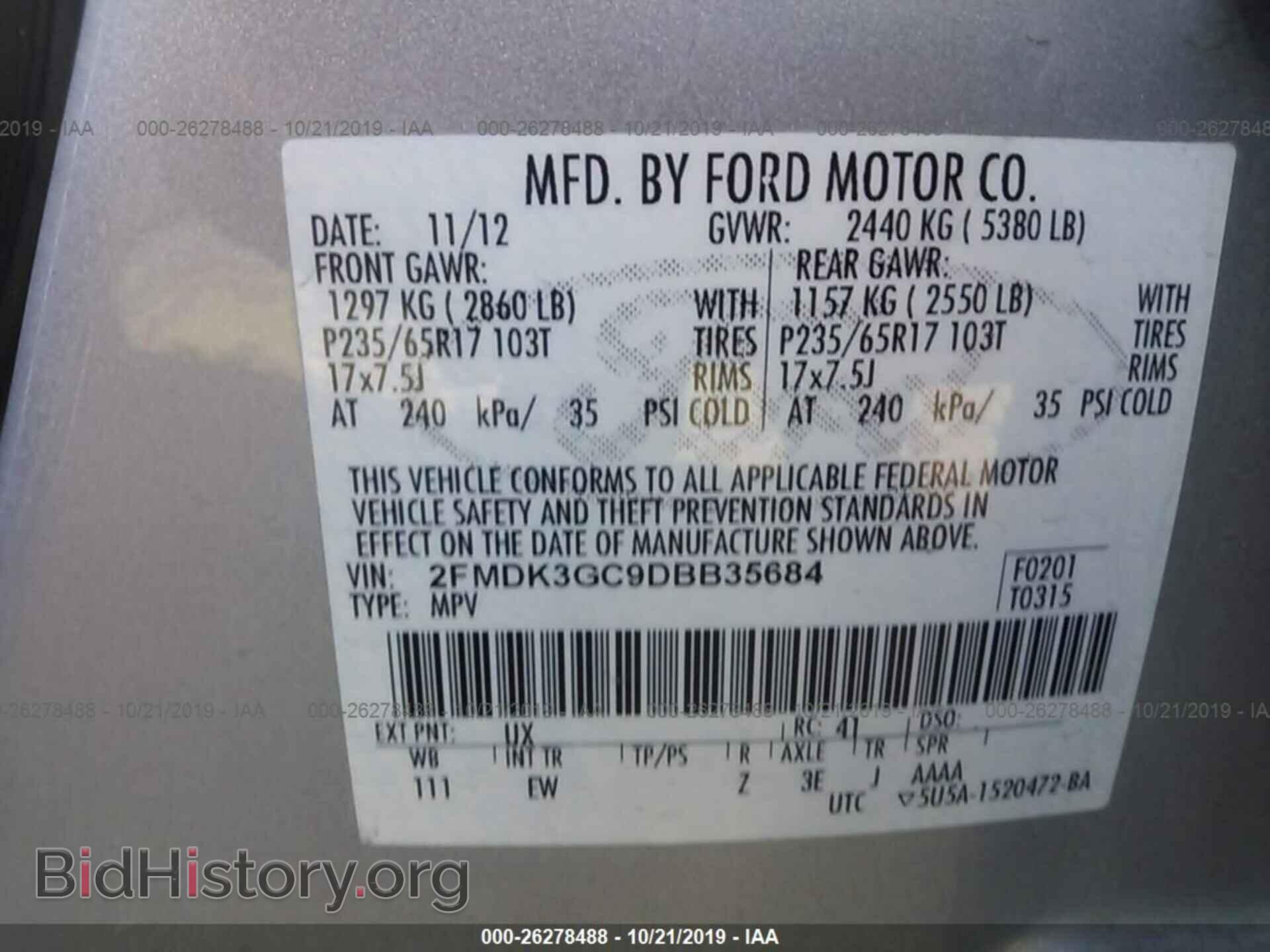 2013 FORD EDGE - VIN: 2FMDK3GC9DBB35684 - Фото 9