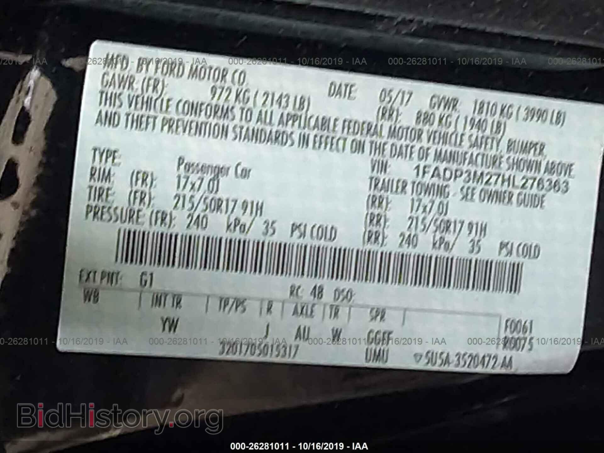 2017 FORD FOCUS - VIN: 1FADP3M27HL276363 - Фото 9