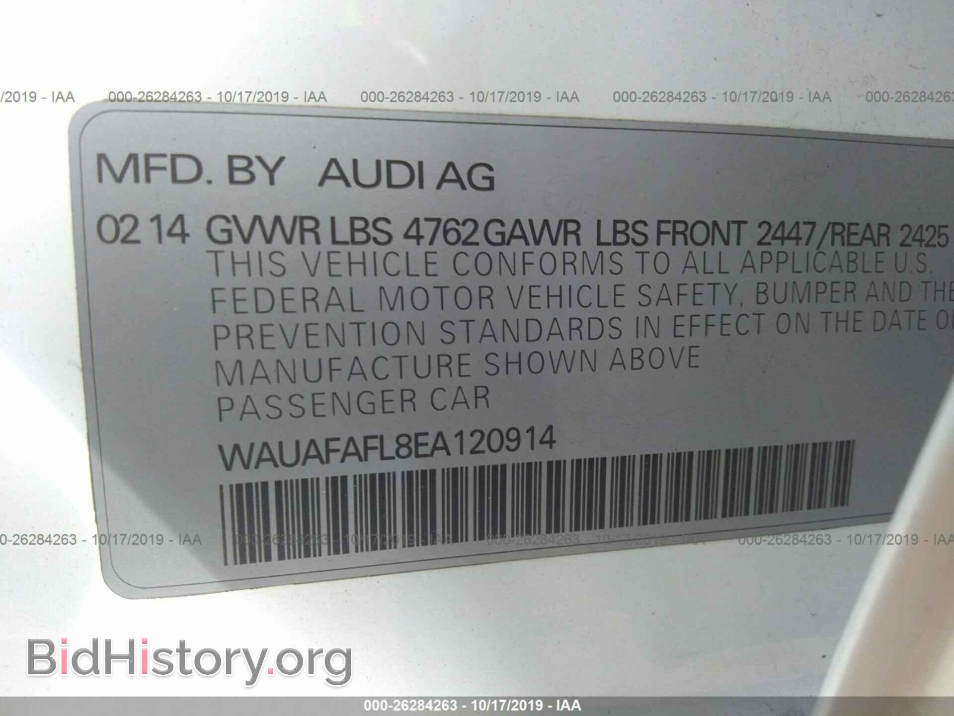 2014 AUDI A4 - VIN: WAUAFAFL8EA120914 - Photo 9
