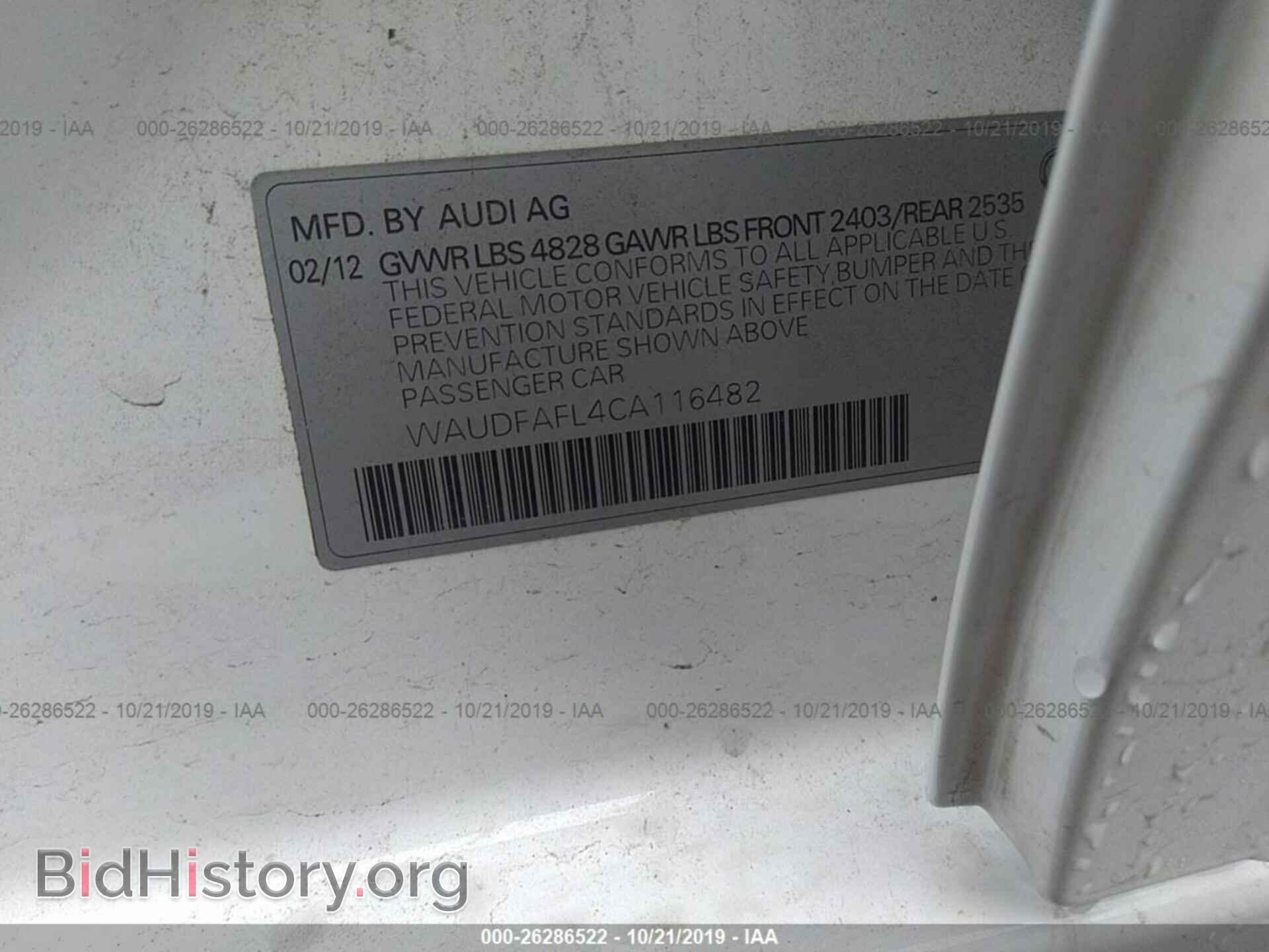 2012 AUDI A4 - VIN: WAUDFAFL4CA116482 - Photo 9