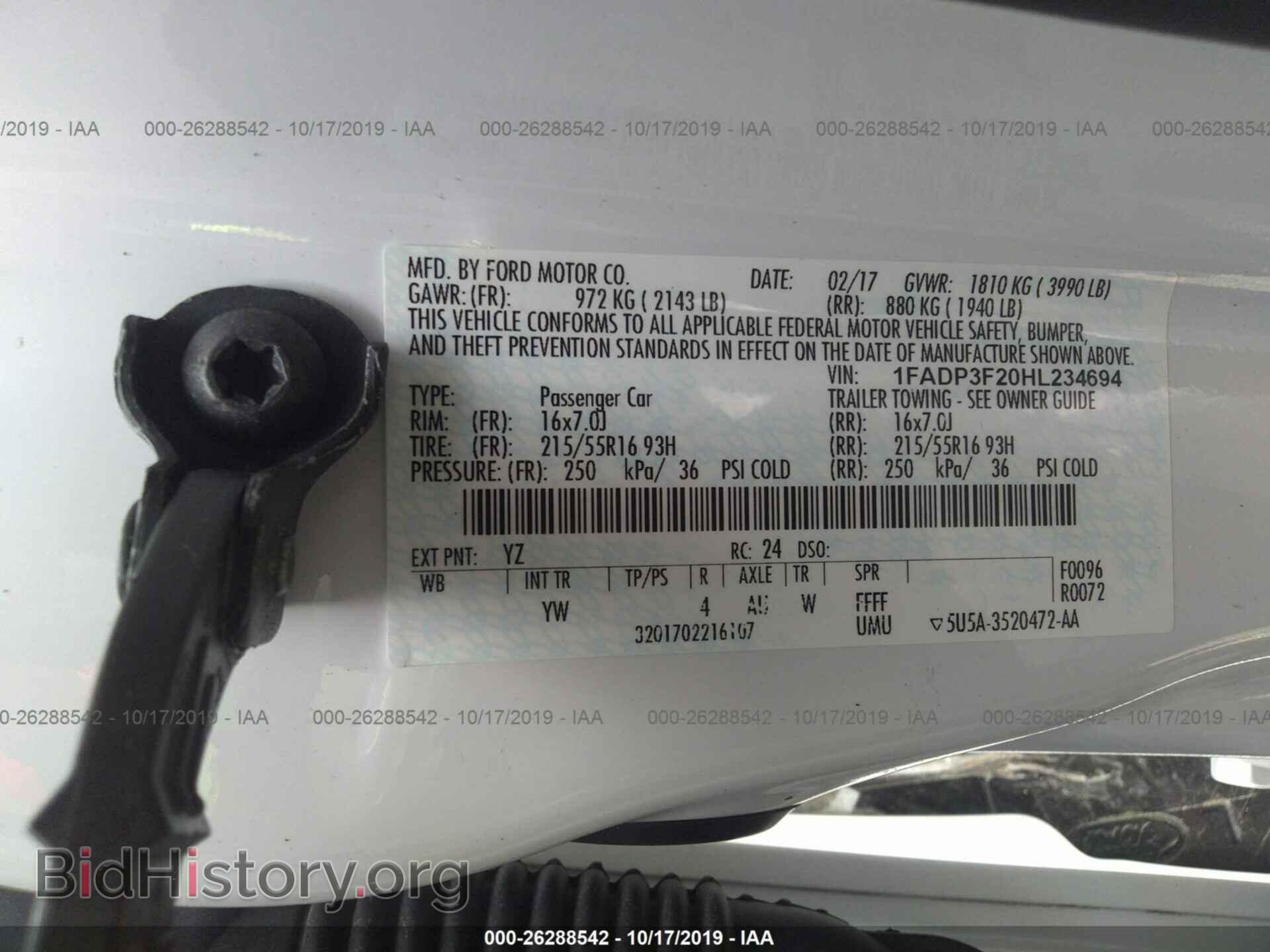 2017 FORD FOCUS - VIN: 1FADP3F20HL234694 - Фото 9