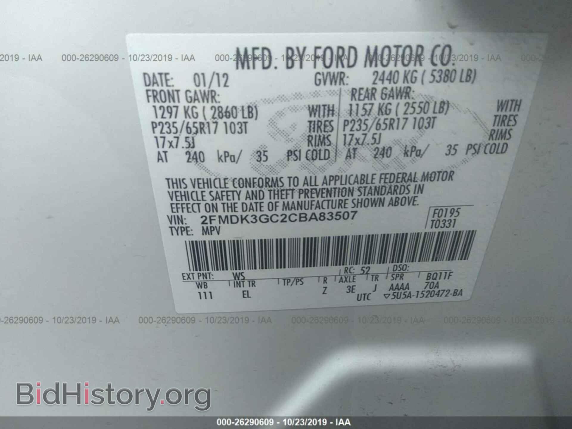 2012 FORD EDGE - VIN: 2FMDK3GC2CBA83507 - Photo 9