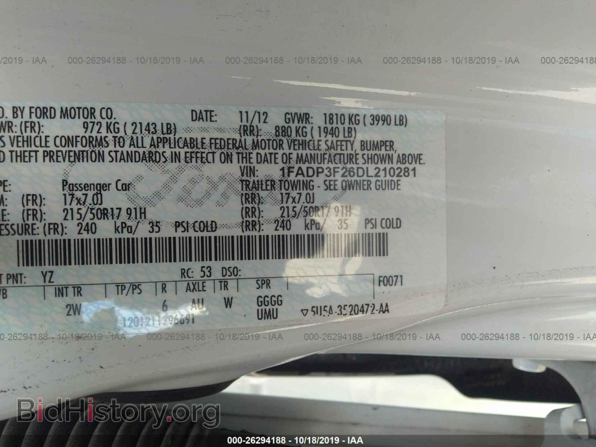 2013 FORD FOCUS - VIN: 1FADP3F26DL210281 - Фото 9