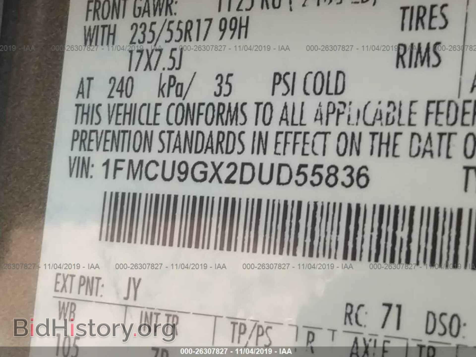 2013 FORD ESCAPE - VIN: 1FMCU9GX2DUD55836 - Фото 9