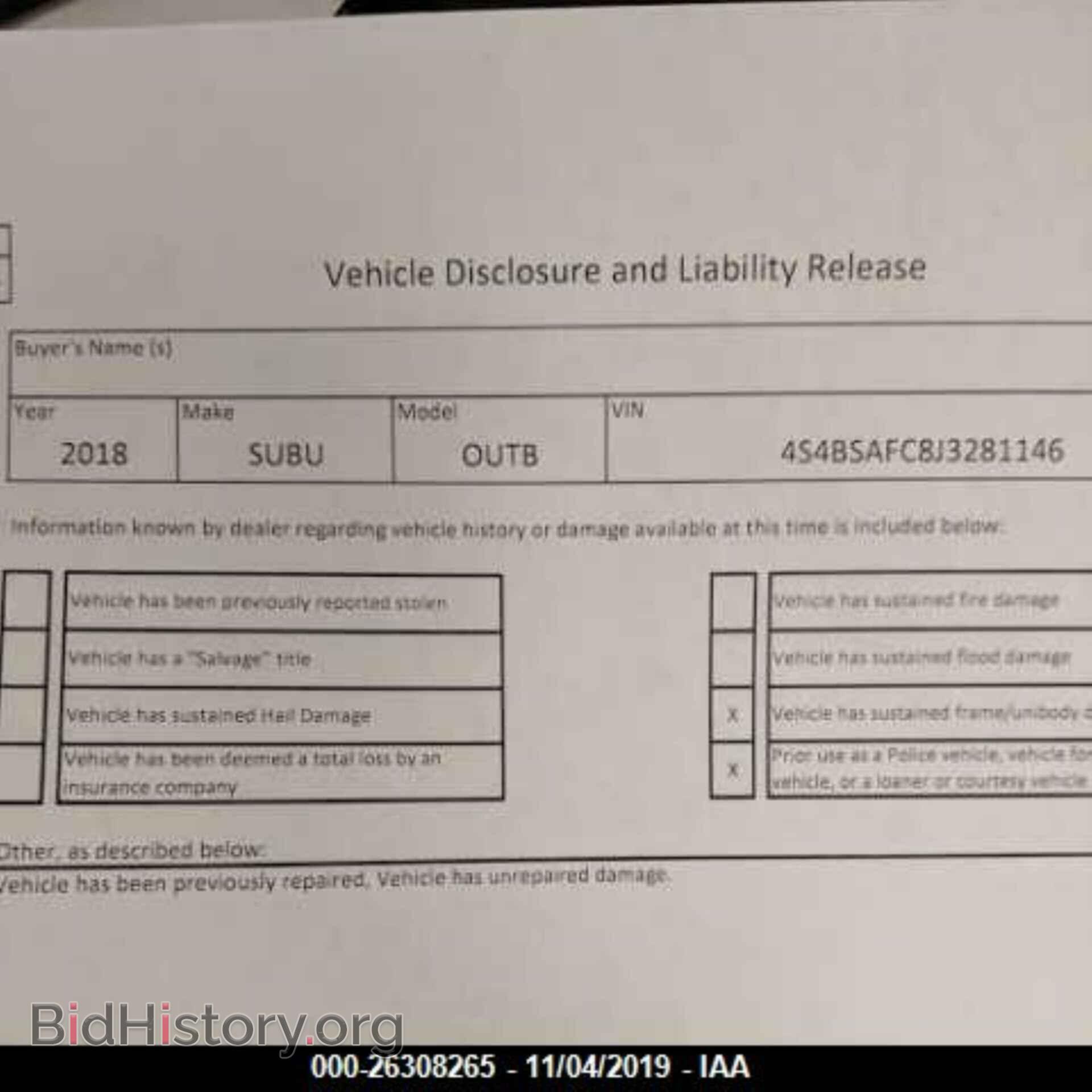 2018 SUBARU OUTBACK - VIN: 4S4BSAFC8J3281146 - Фото 6