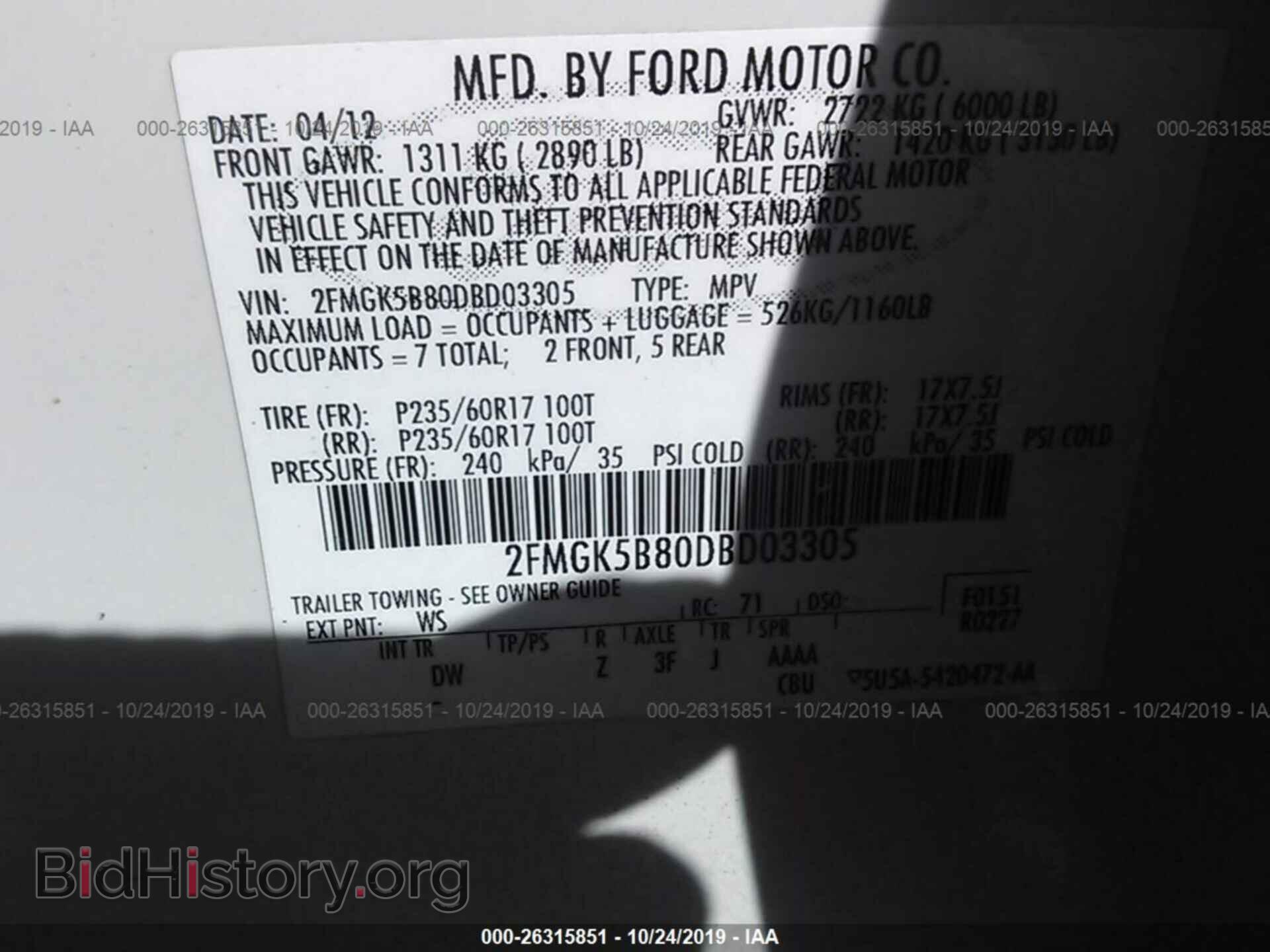 2013 FORD FLEX - VIN: 2FMGK5B80DBD03305 - Photo 9