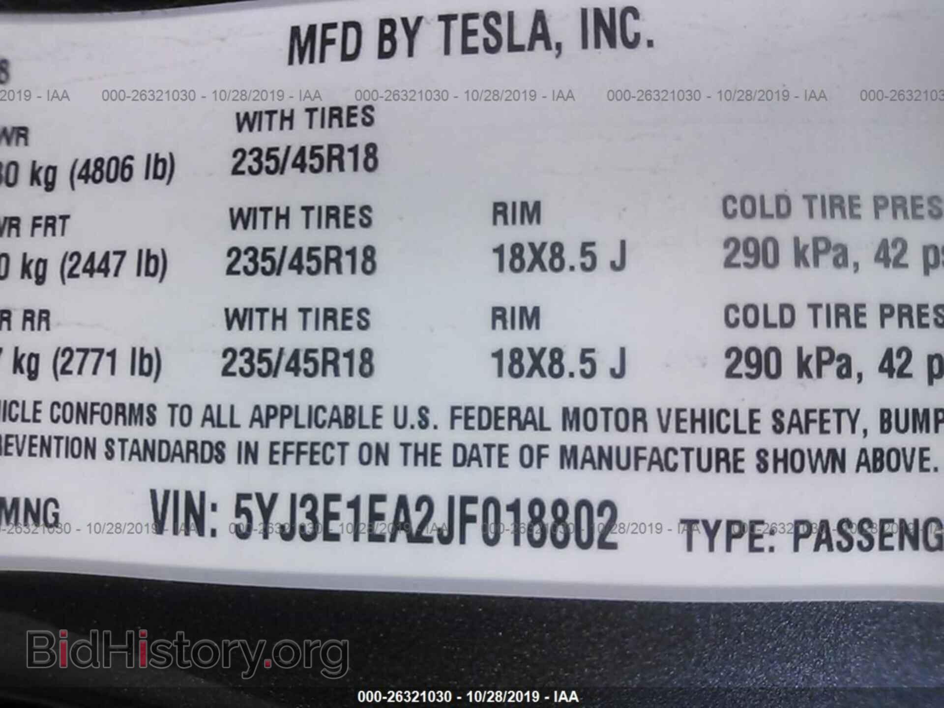 2018 Tesla Model 3 - VIN: 5YJ3E1EA2JF018802 - Photo 9