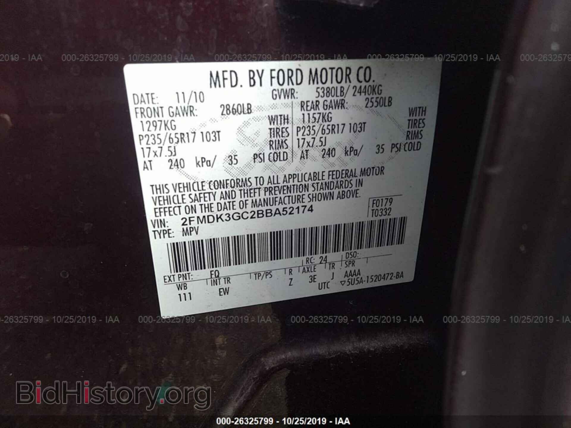 2011 FORD EDGE - VIN: 2FMDK3GC2BBA52174 - Фото 9