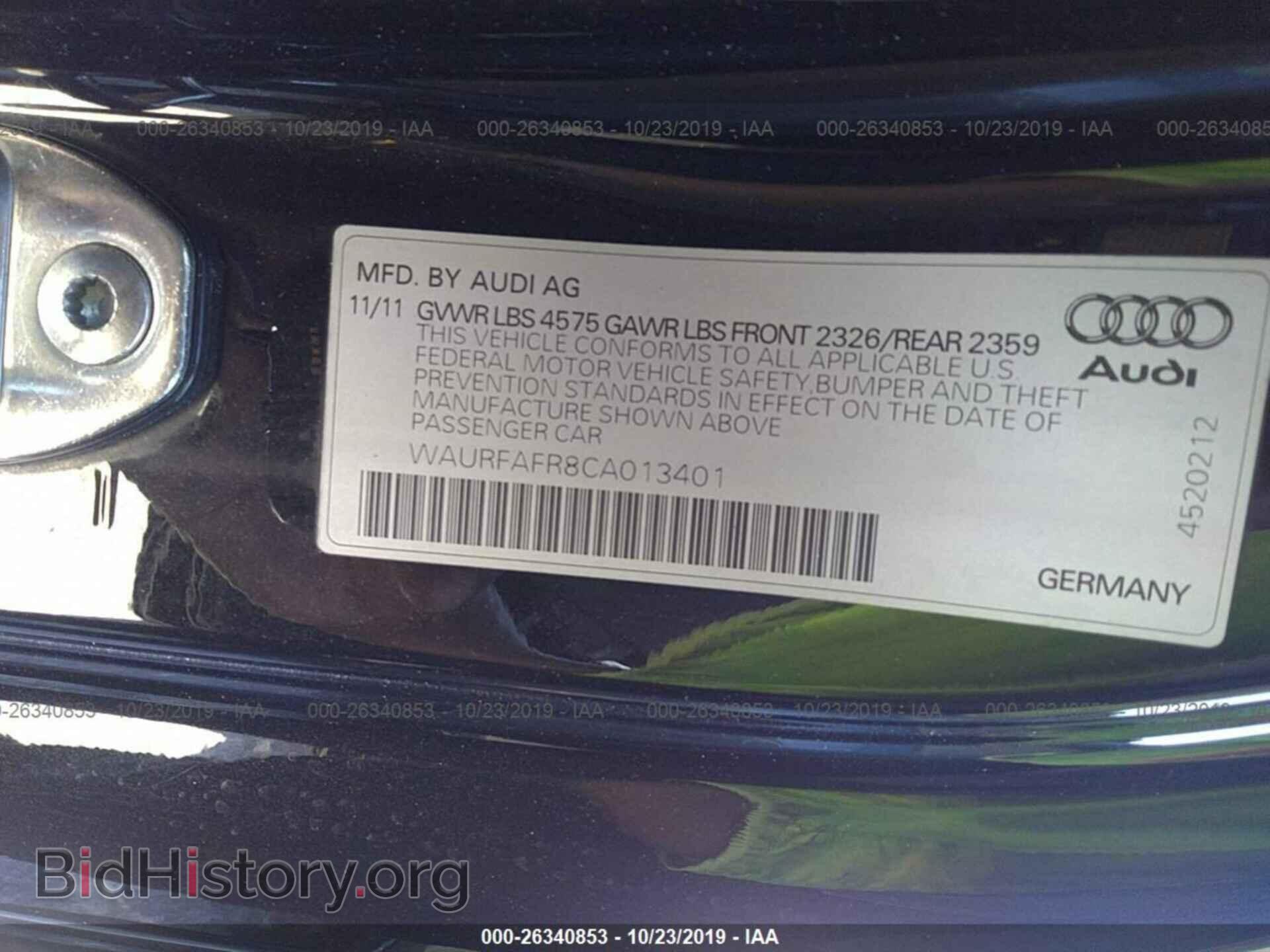 2012 AUDI A5 - VIN: WAURFAFR8CA013401 - Фото 9