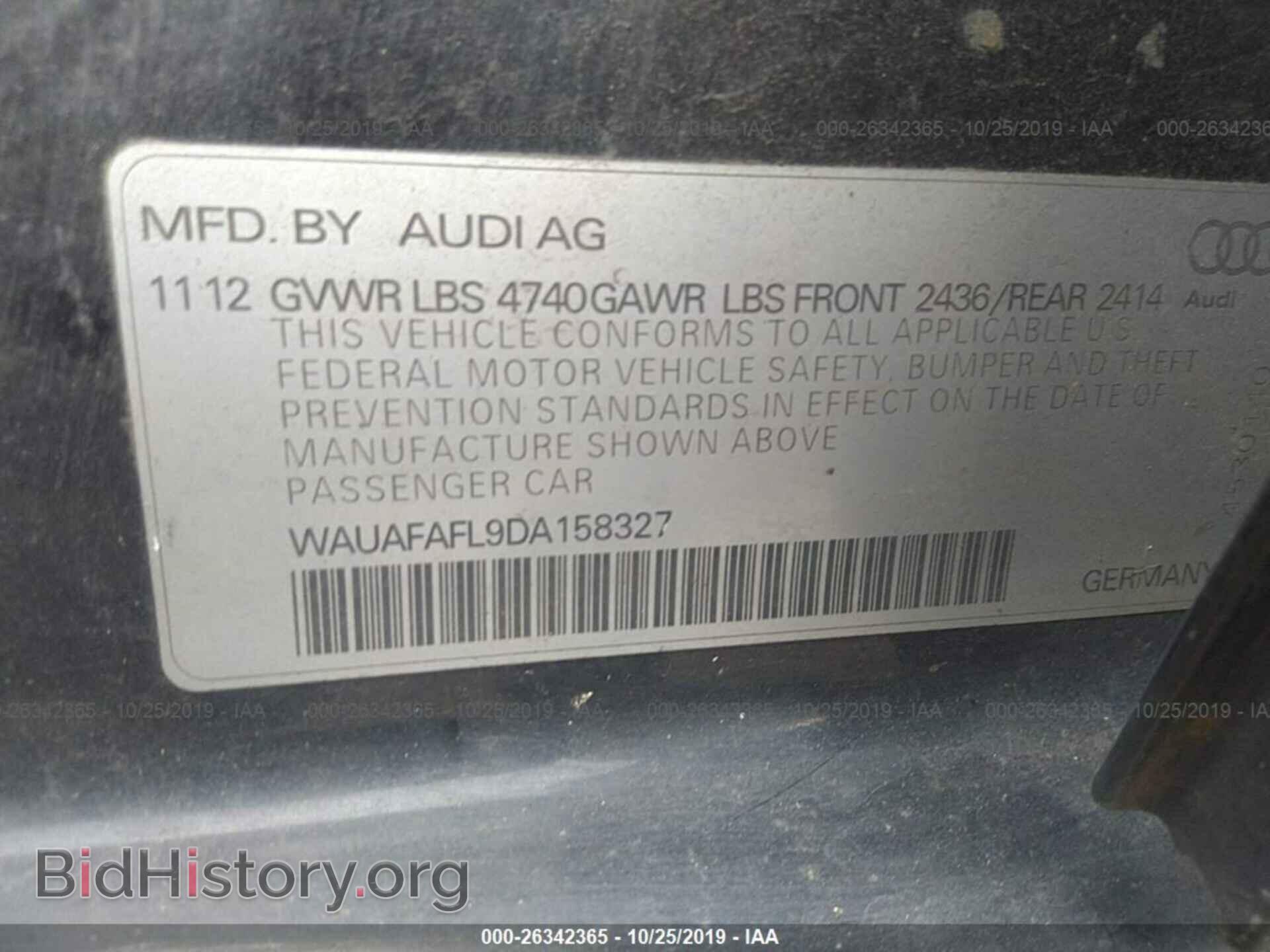 2013 AUDI A4 - VIN: WAUAFAFL9DA158327 - Фото 9