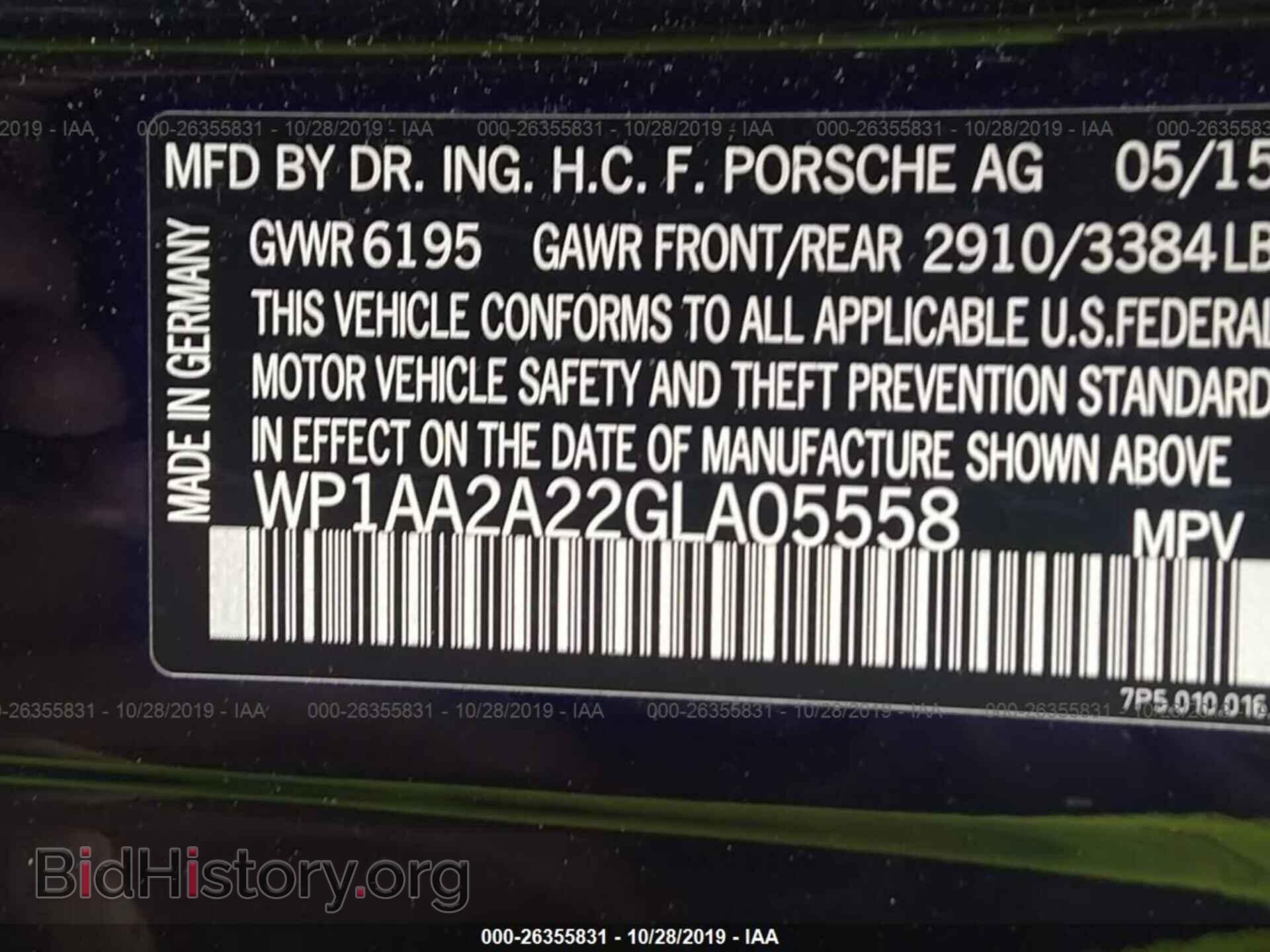 2016 PORSCHE CAYENNE - VIN: WP1AA2A22GLA05558 - Photo 9