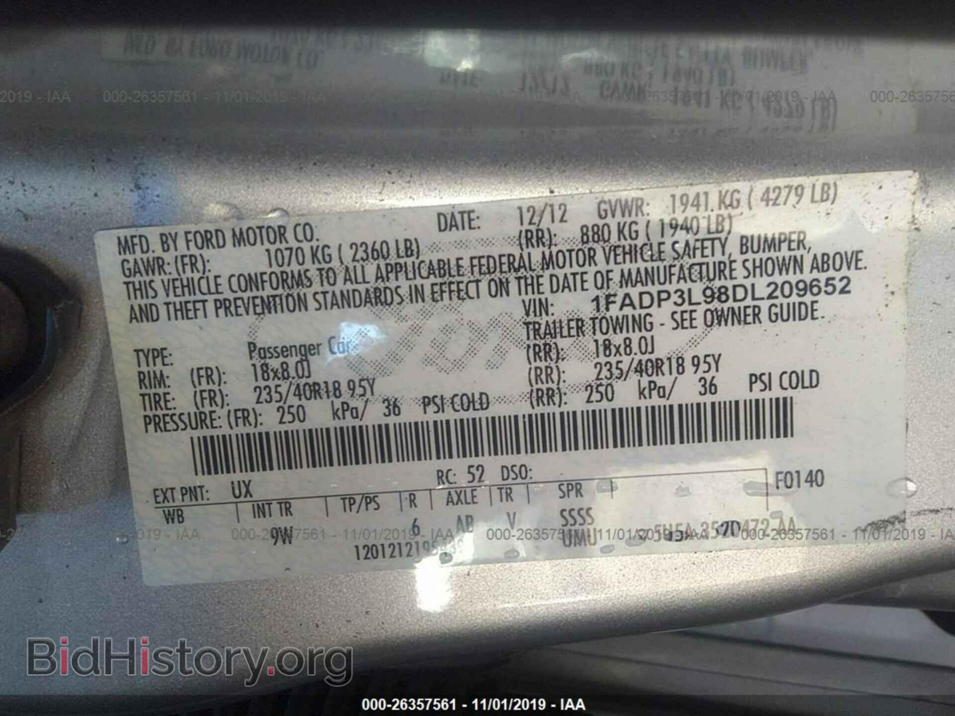 2013 FORD FOCUS - VIN: 1FADP3L98DL209652 - Фото 9