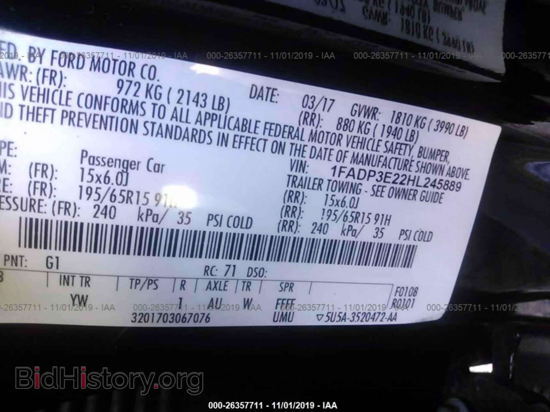 2017 FORD FOCUS - VIN: 1FADP3E22HL245889 - Фото 9