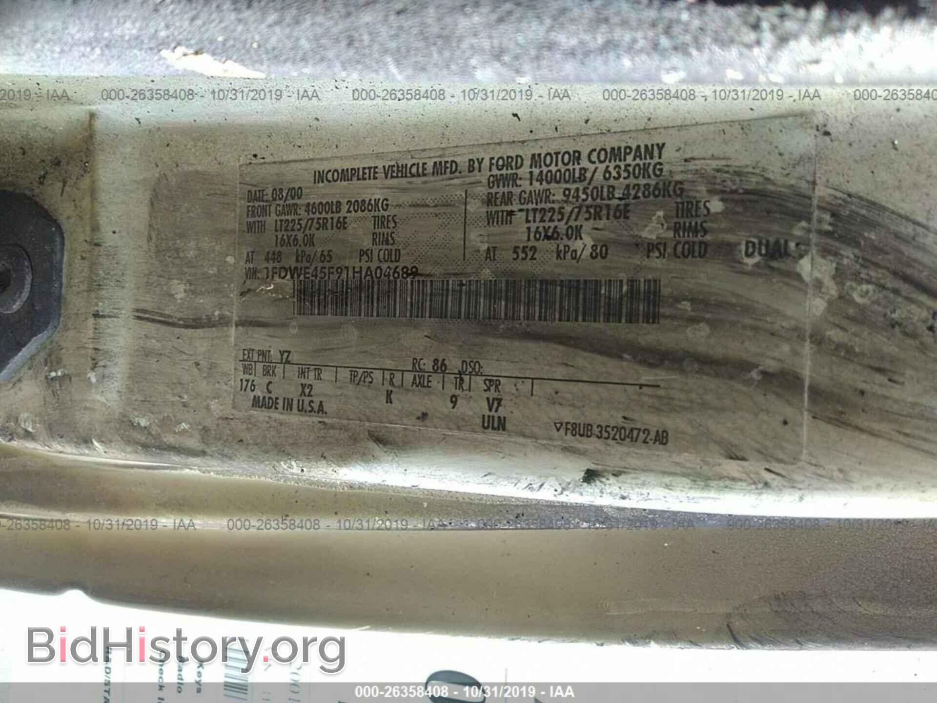 2001 FORD ECONOLINE - VIN: 1FDWE45F91HA04689 - Photo 9