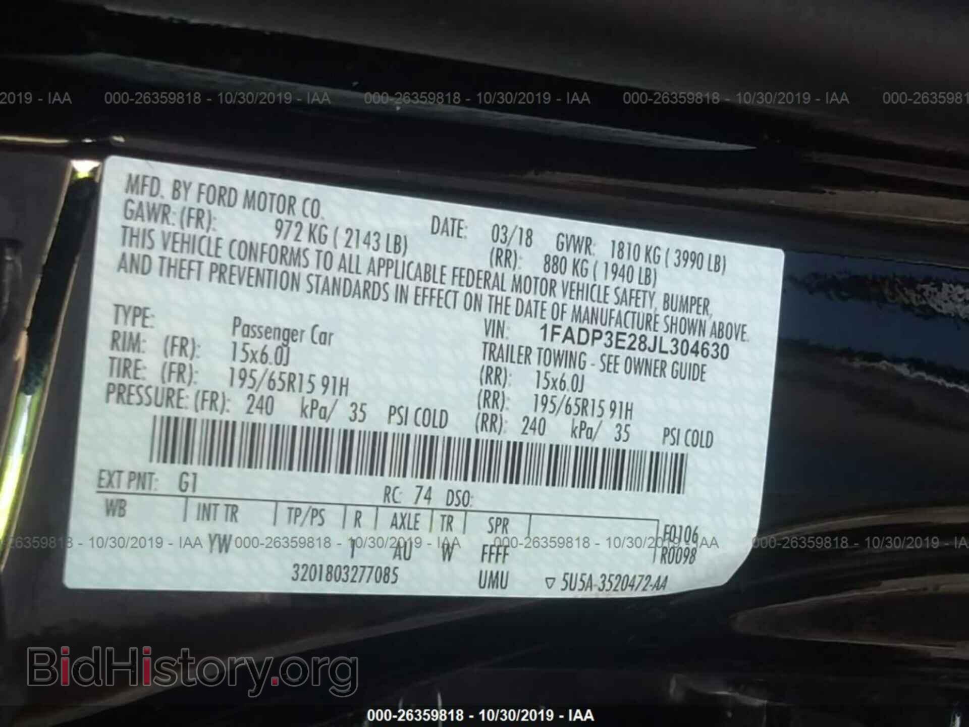 2018 FORD FOCUS - VIN: 1FADP3E28JL304630 - Фото 9