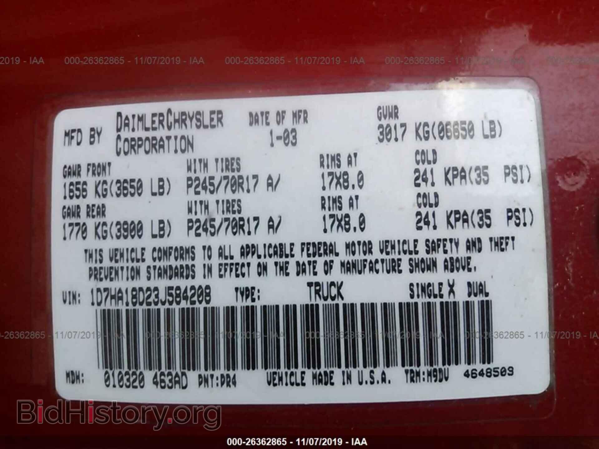 2003 DODGE RAM 1500 - VIN: 1D7HA18D23J584208 - Фото 9