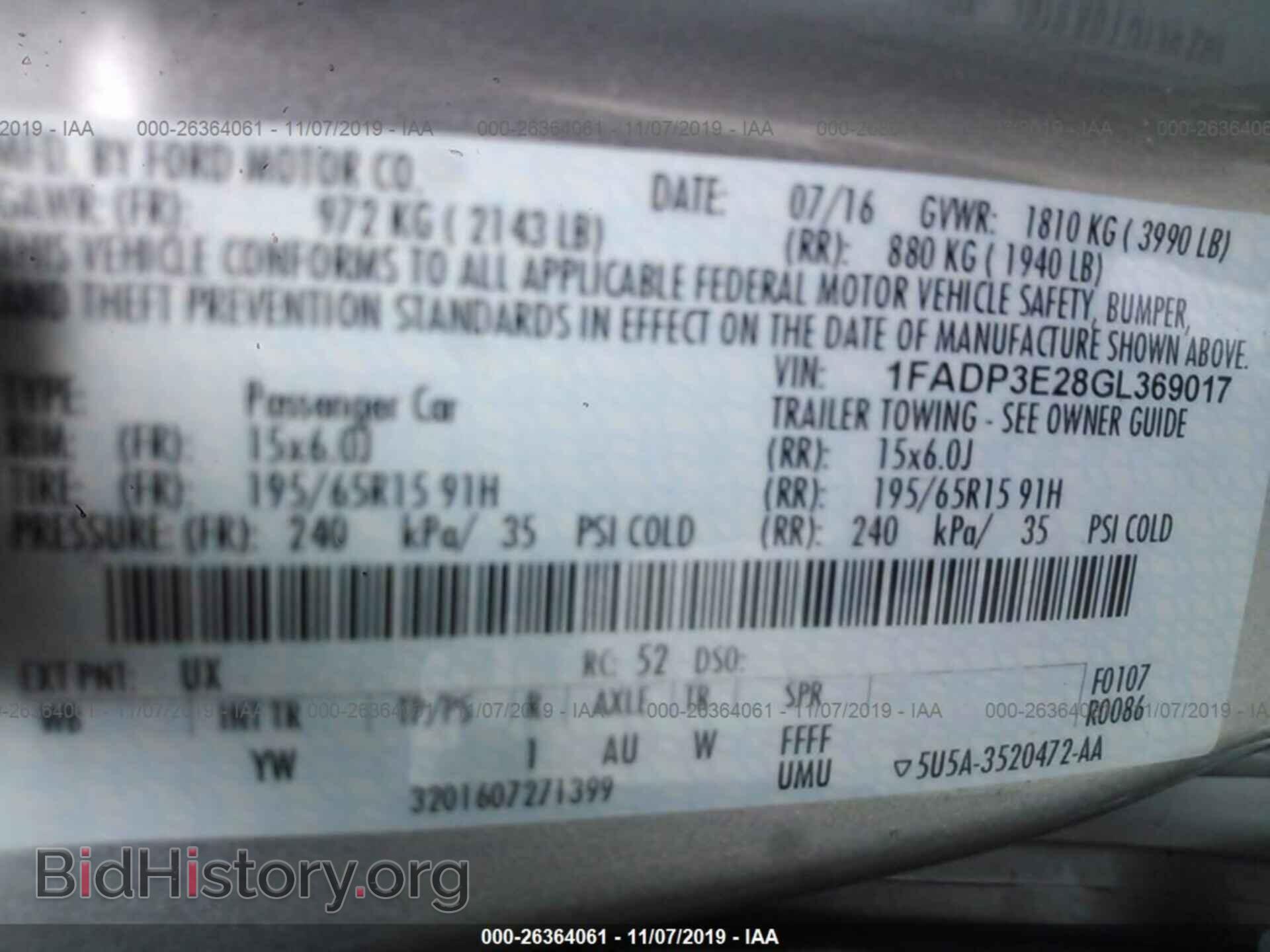 2016 FORD FOCUS - VIN: 1FADP3E28GL369017 - Фото 9