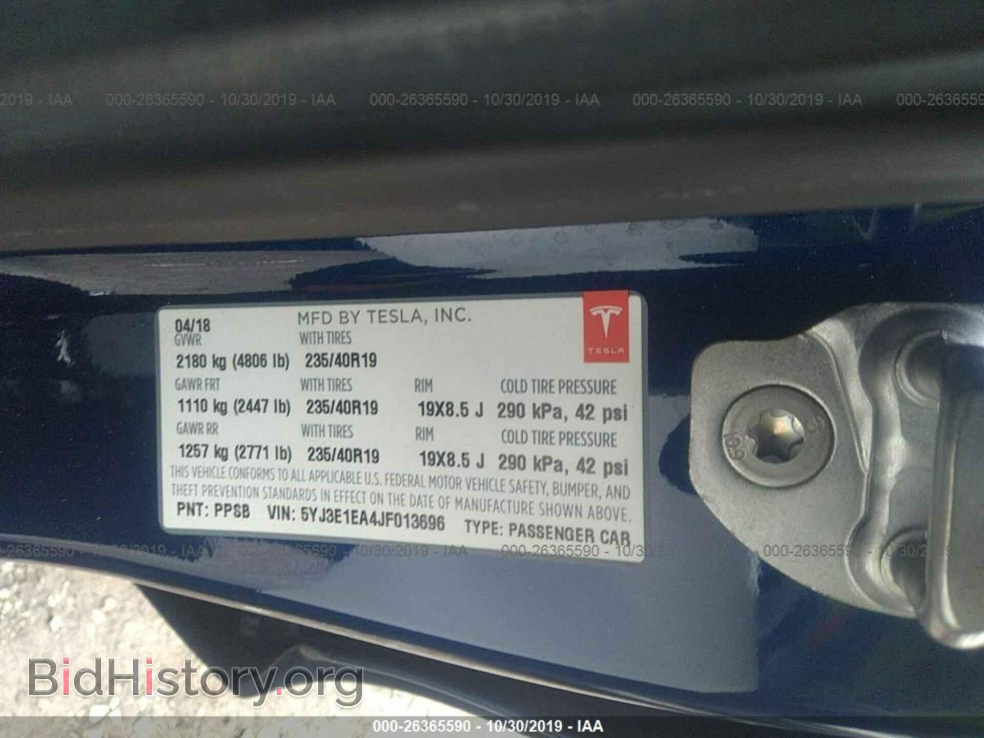 2018 TESLA MODEL 3 - VIN: 5YJ3E1EA4JF013696 - Фото 9