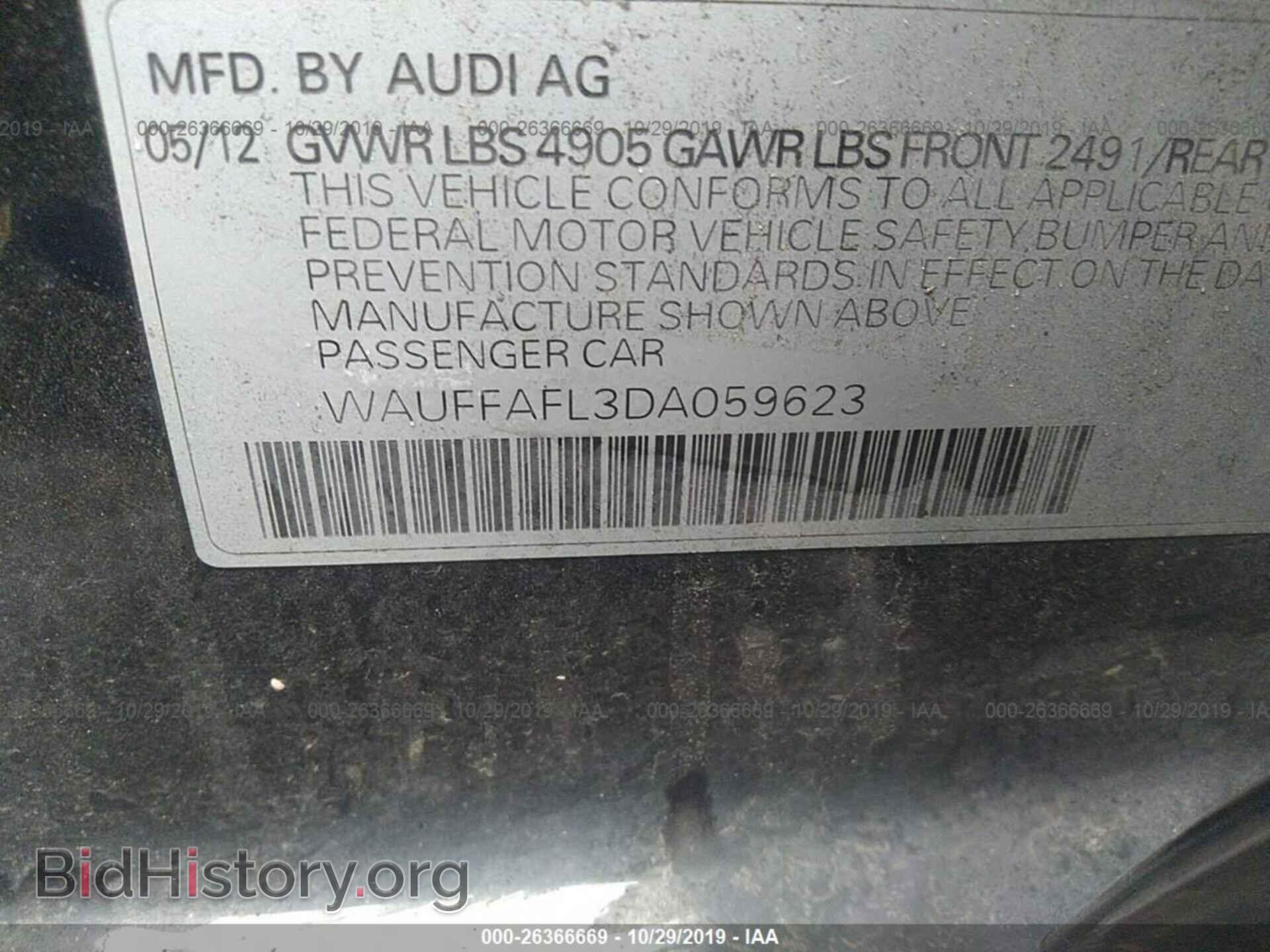 2013 AUDI A4 - VIN: WAUFFAFL3DA059623 - Photo 9