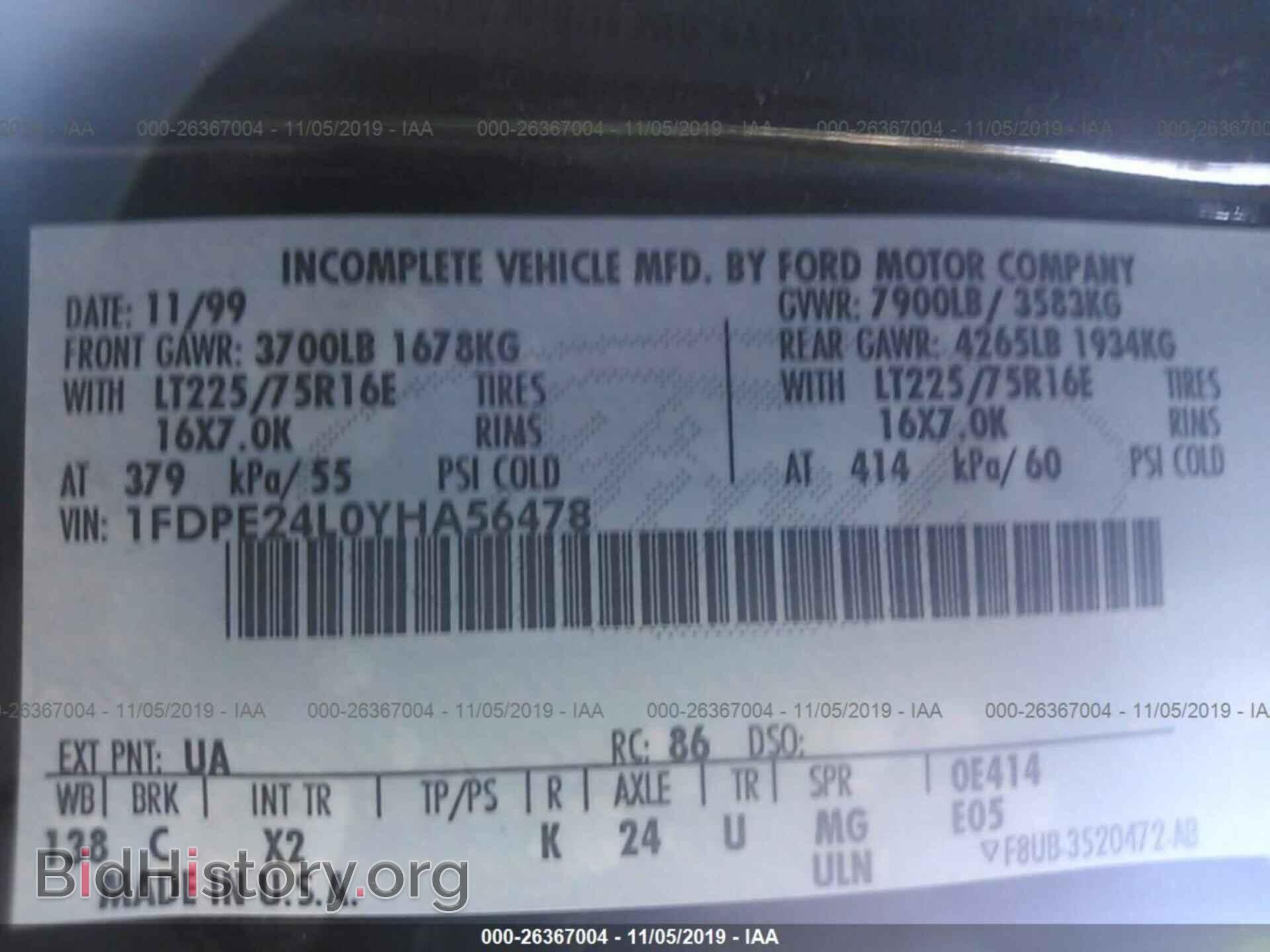 2000 FORD ECONOLINE - VIN: 1FDPE24L0YHA56478 - Photo 9