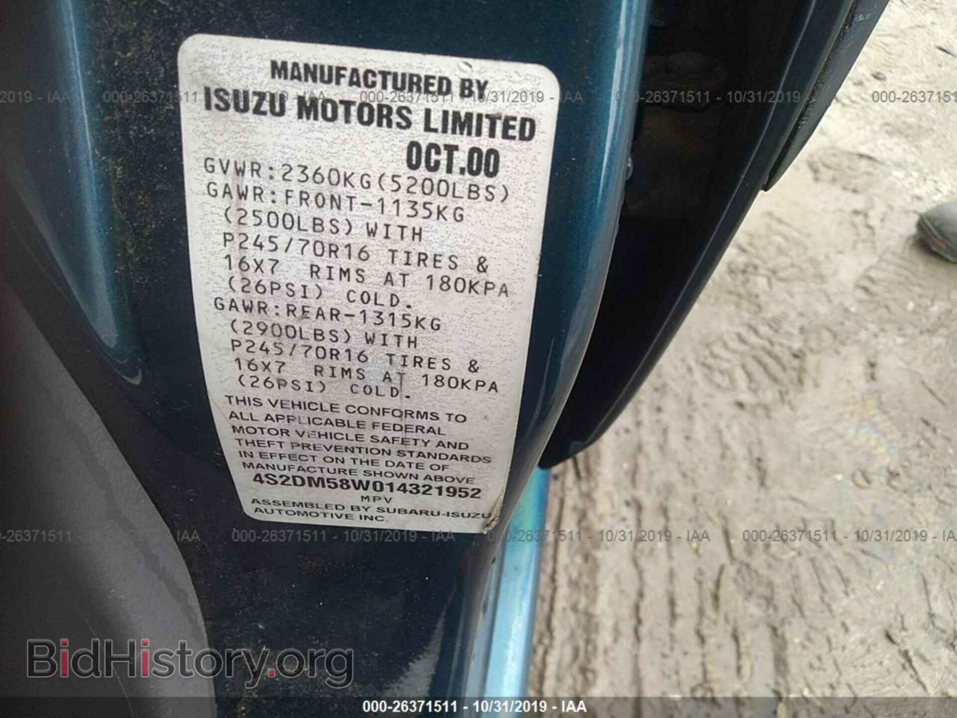 2001 ISUZU RODEO - VIN: 4S2DM58W014321952 - Фото 9