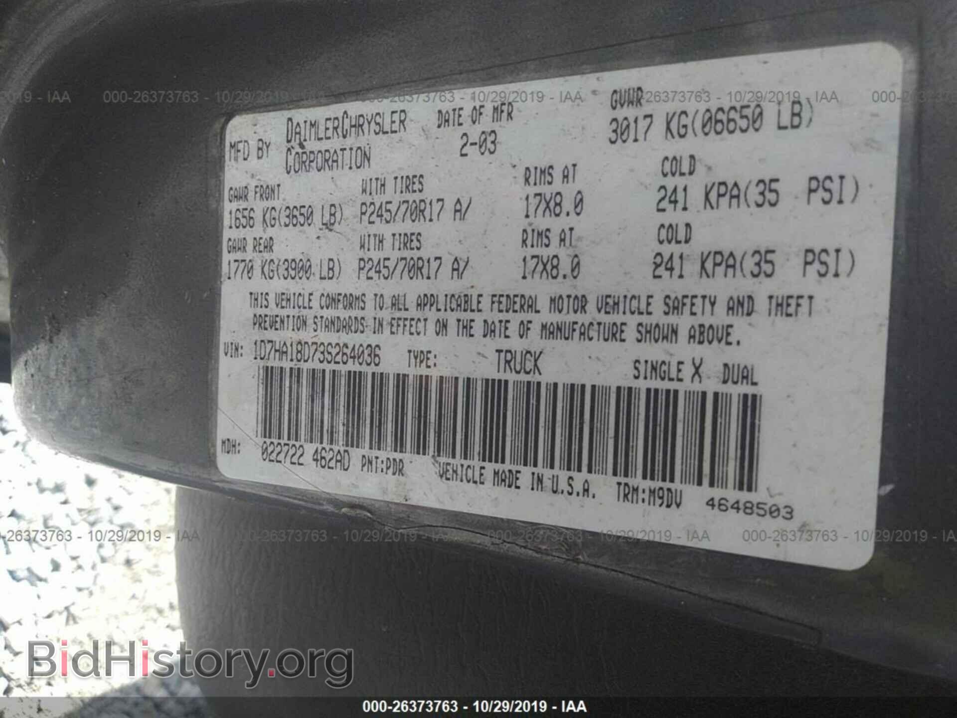 2003 DODGE RAM 1500 - VIN: 1D7HA18D73S264036 - Photo 9