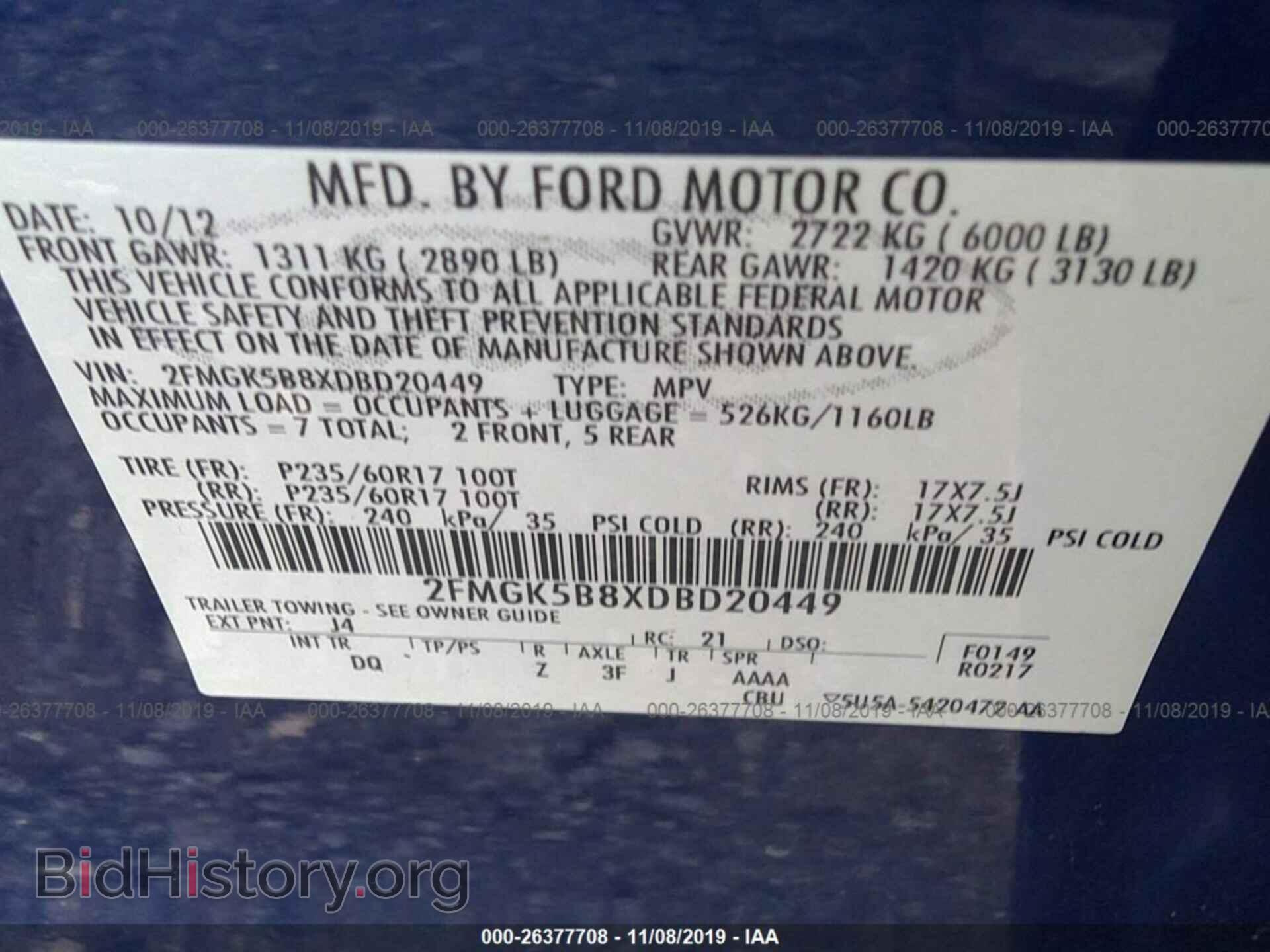 2013 FORD FLEX - VIN: 2FMGK5B8XDBD20449 - Photo 9