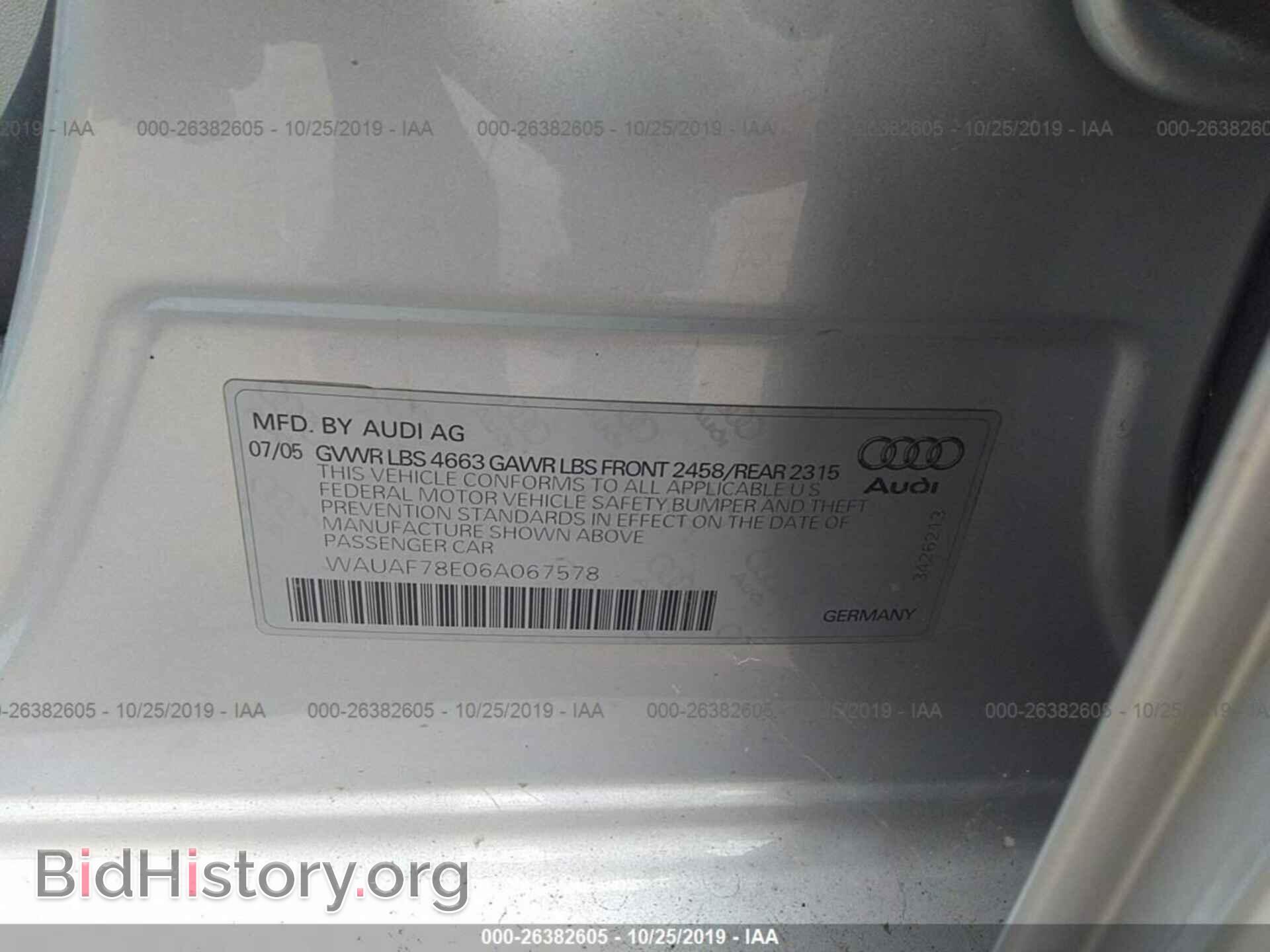 2006 Audi A4 - VIN: WAUAF78E06A067578 - Фото 9