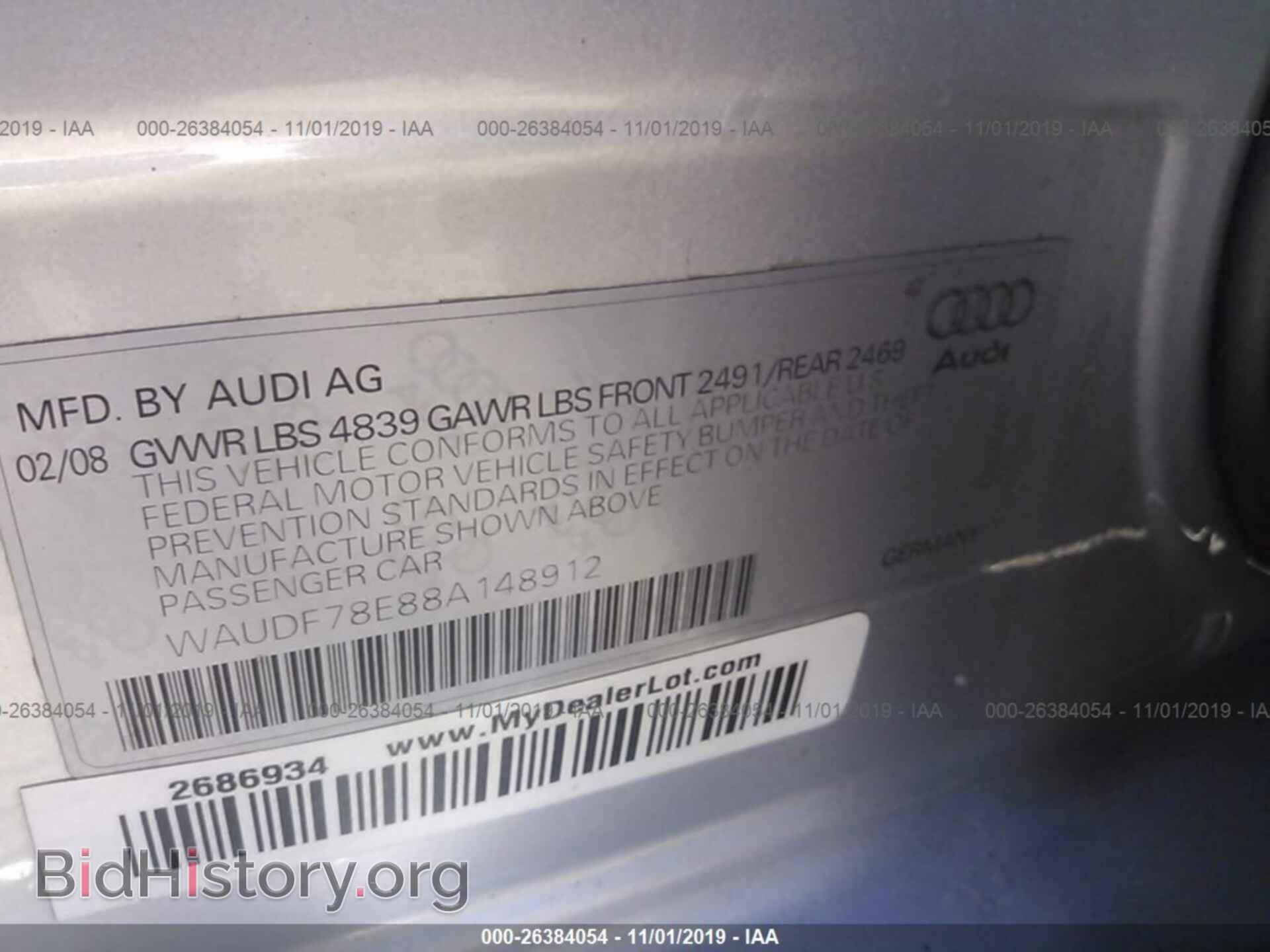 2008 AUDI A4 - VIN: WAUDF78E88A148912 - Фото 9