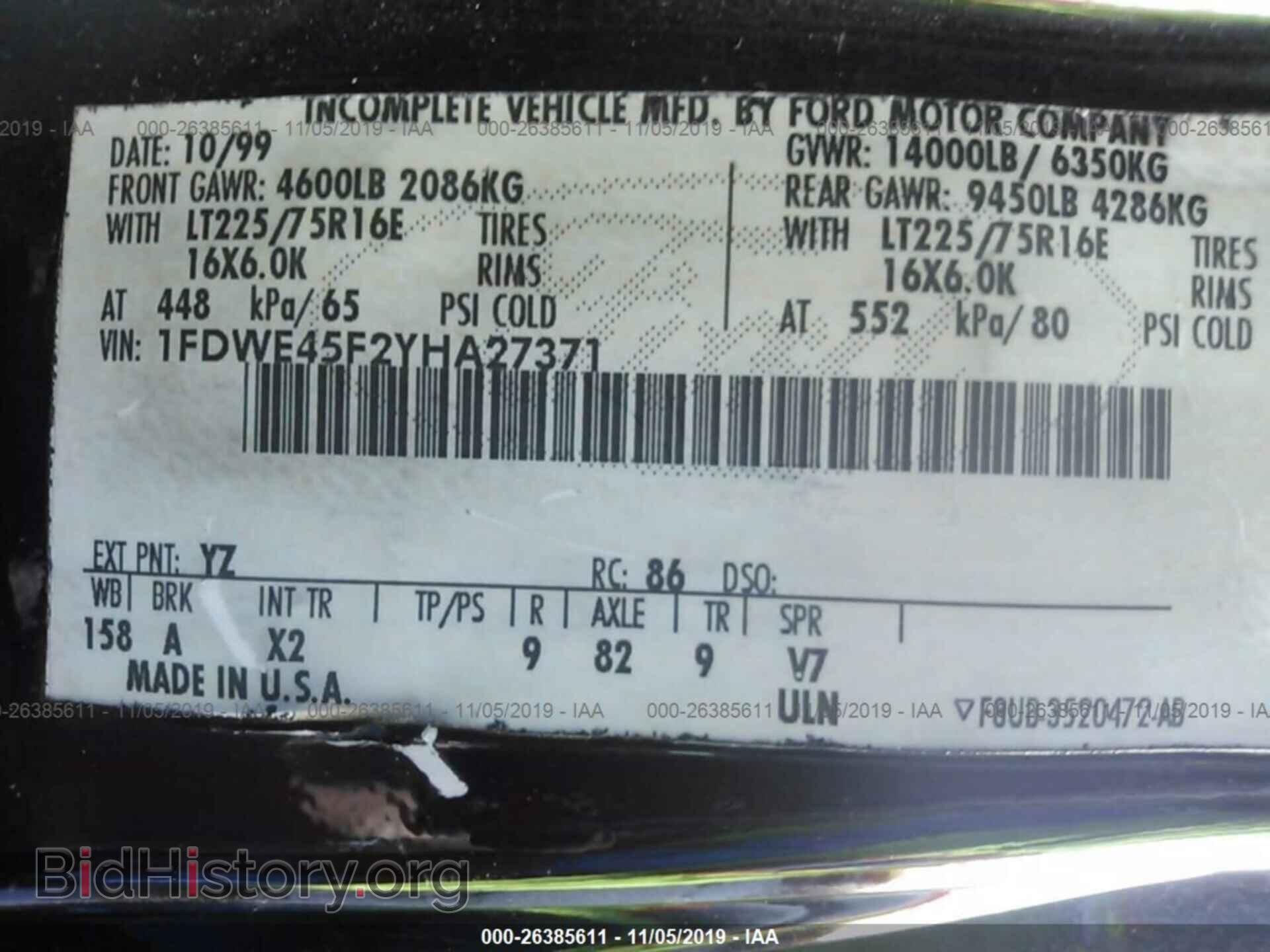 2000 FORD ECONOLINE - VIN: 1FDWE45F2YHA27371 - Фото 9