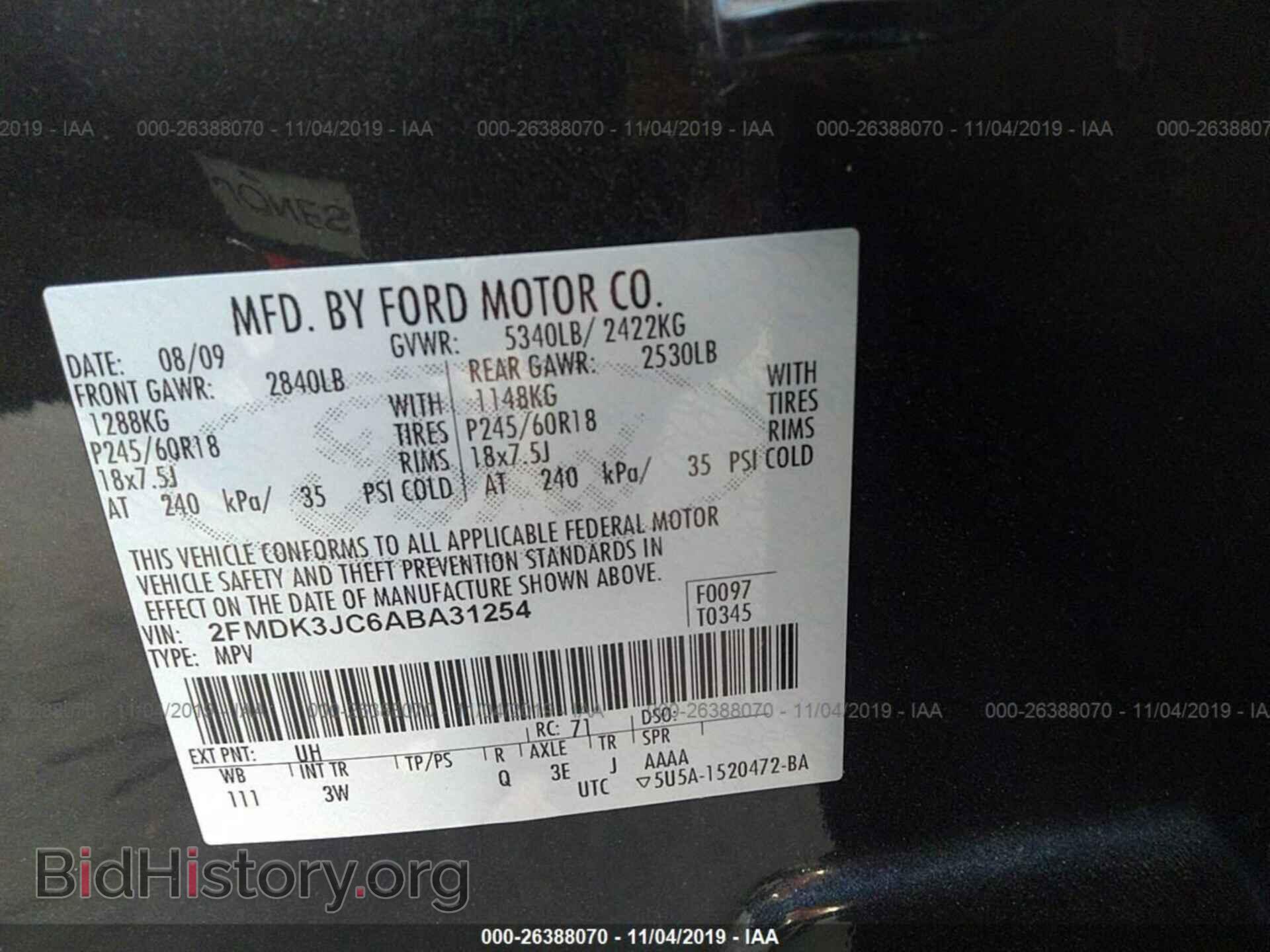 2010 FORD EDGE - VIN: 2FMDK3JC6ABA31254 - Photo 9