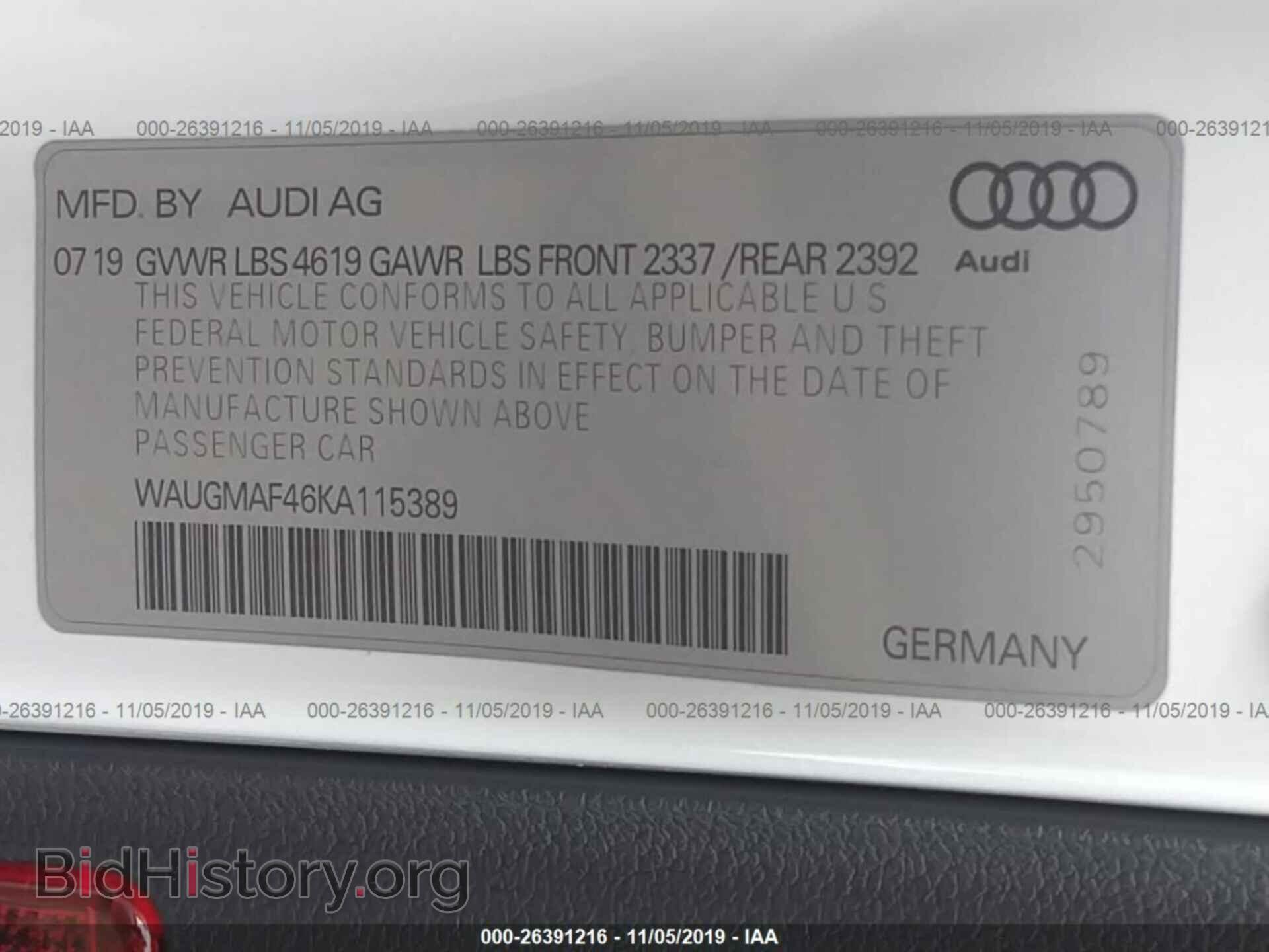 2019 AUDI A4 - VIN: WAUGMAF46KA115389 - Photo 9