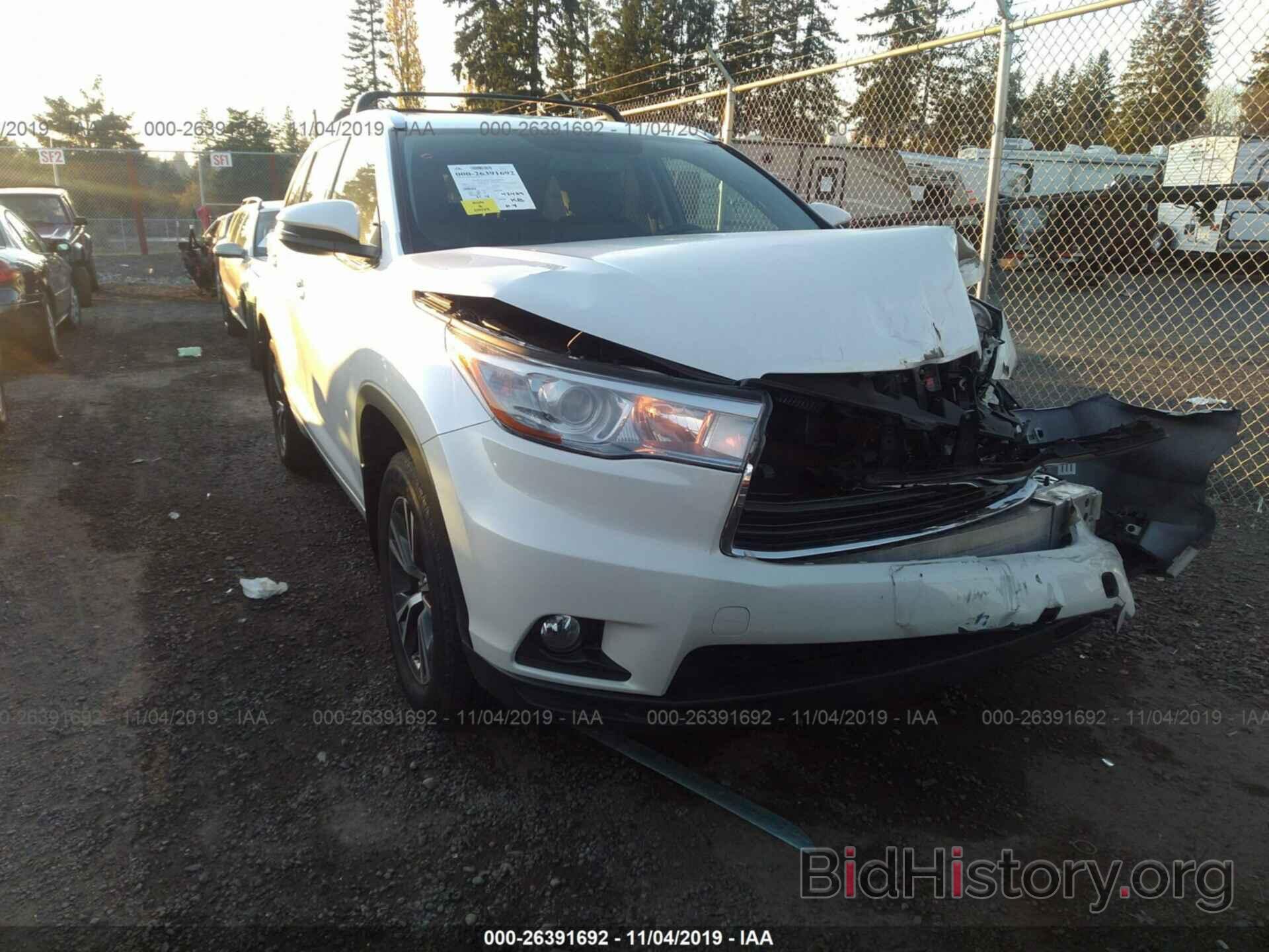 Photo 5TDJKRFH5GS266749 - TOYOTA HIGHLANDER 2016