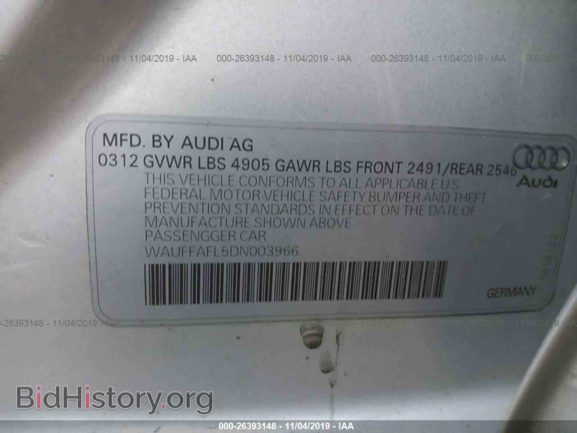 2013 AUDI A4 - VIN: WAUFFAFL5DN003966 - Фото 9