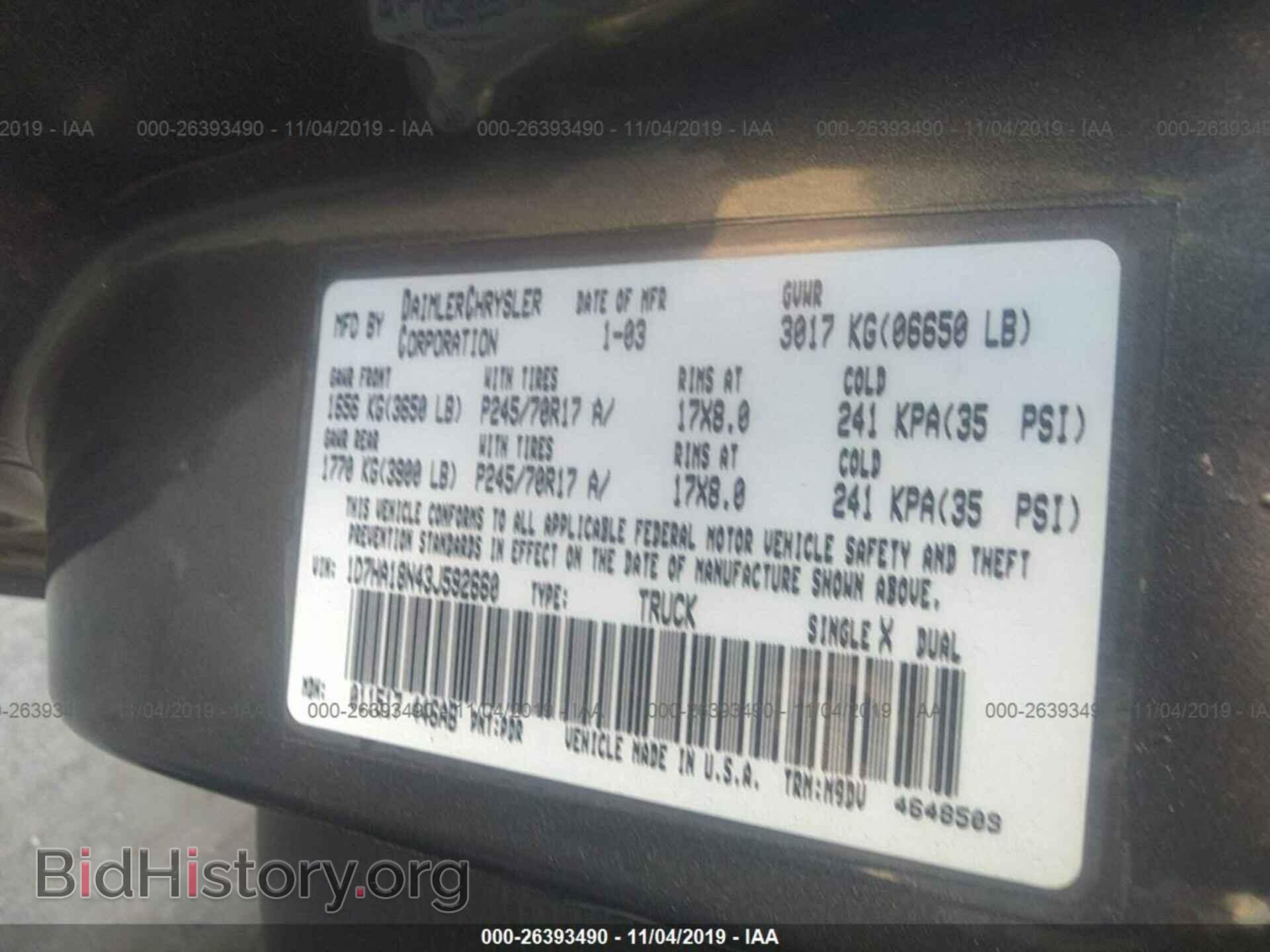 2003 DODGE RAM 1500 - VIN: 1D7HA18N43J592660 - Фото 9