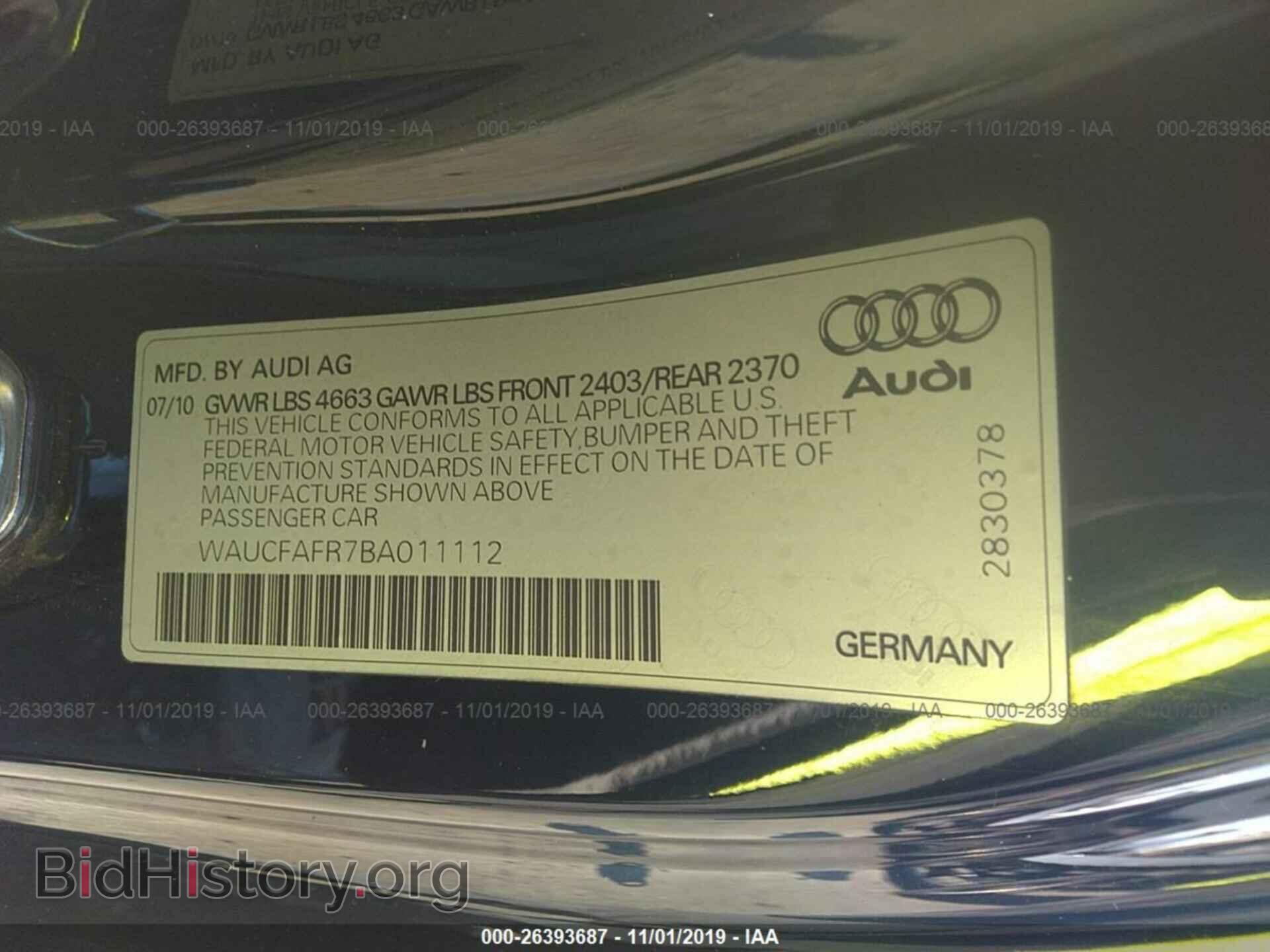 2011 AUDI A5 - VIN: WAUCFAFR7BA011112 - Фото 9