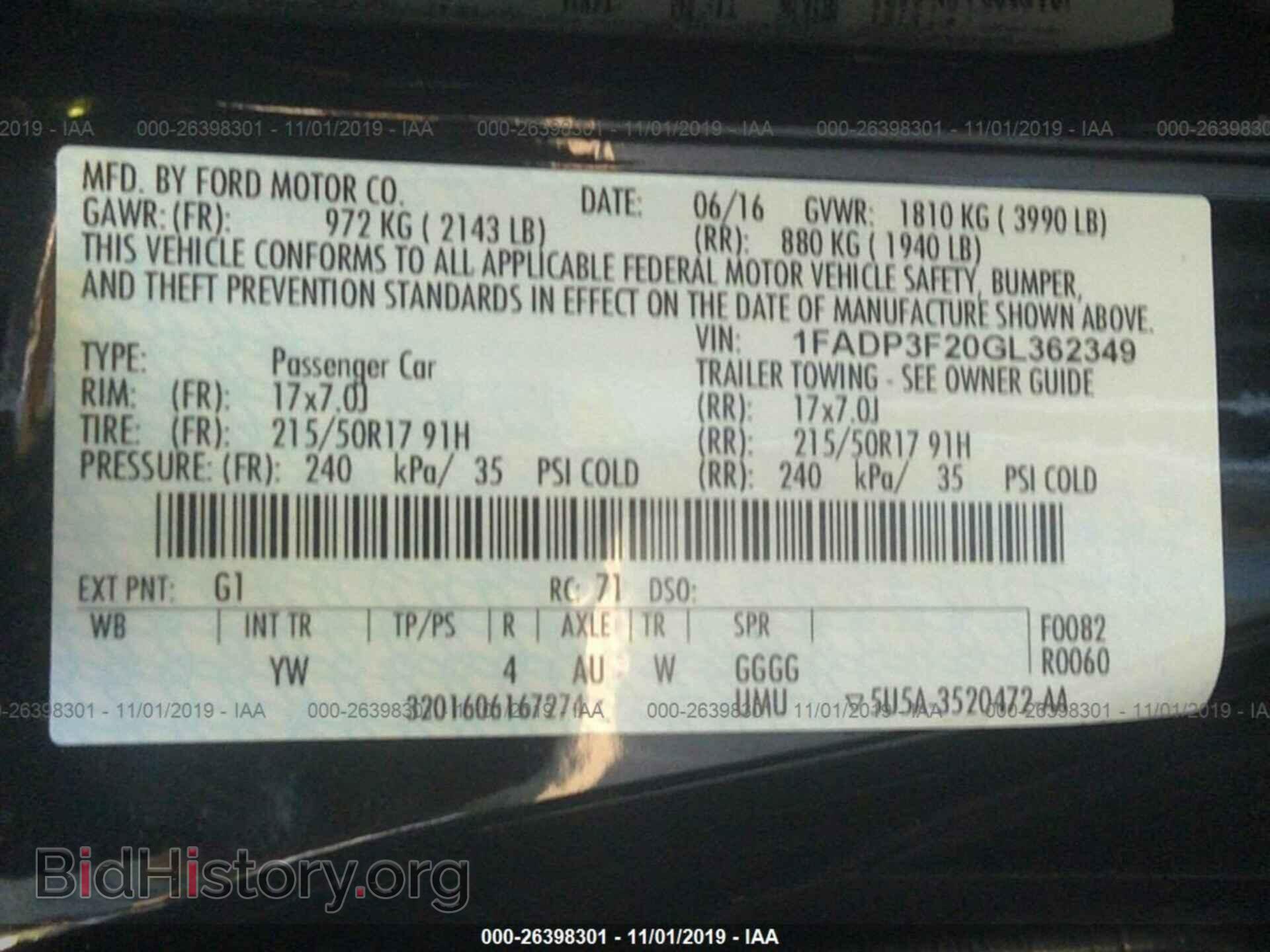 2016 FORD FOCUS - VIN: 1FADP3F20GL362349 - Фото 9