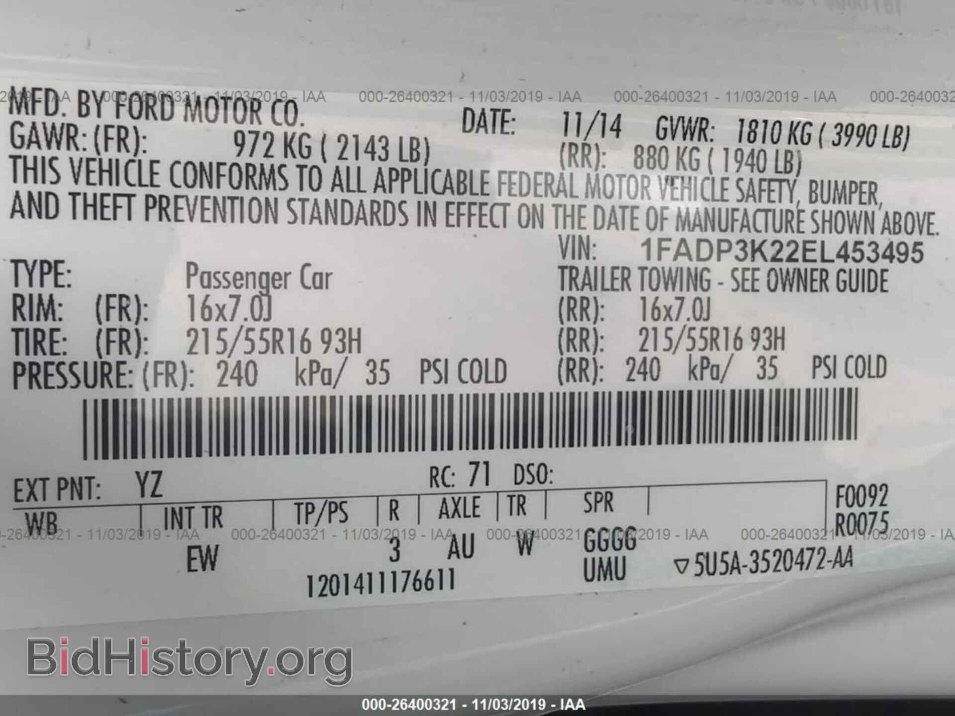2014 FORD FOCUS - VIN: 1FADP3K22EL453495 - Photo 9