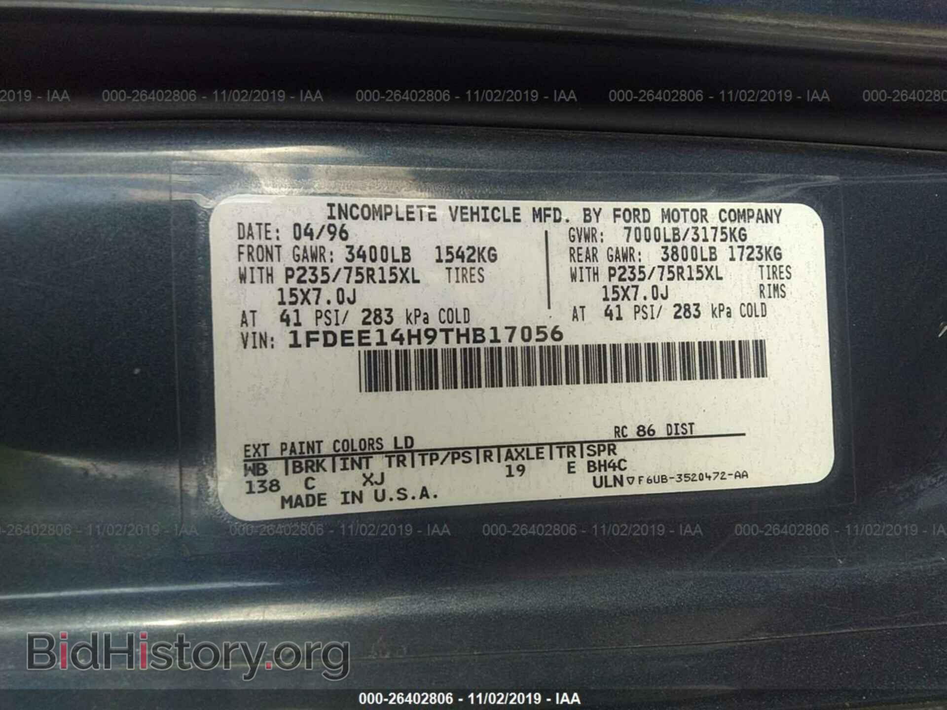 1996 FORD ECONOLINE - VIN: 1FDEE14H9THB17056 - Photo 9