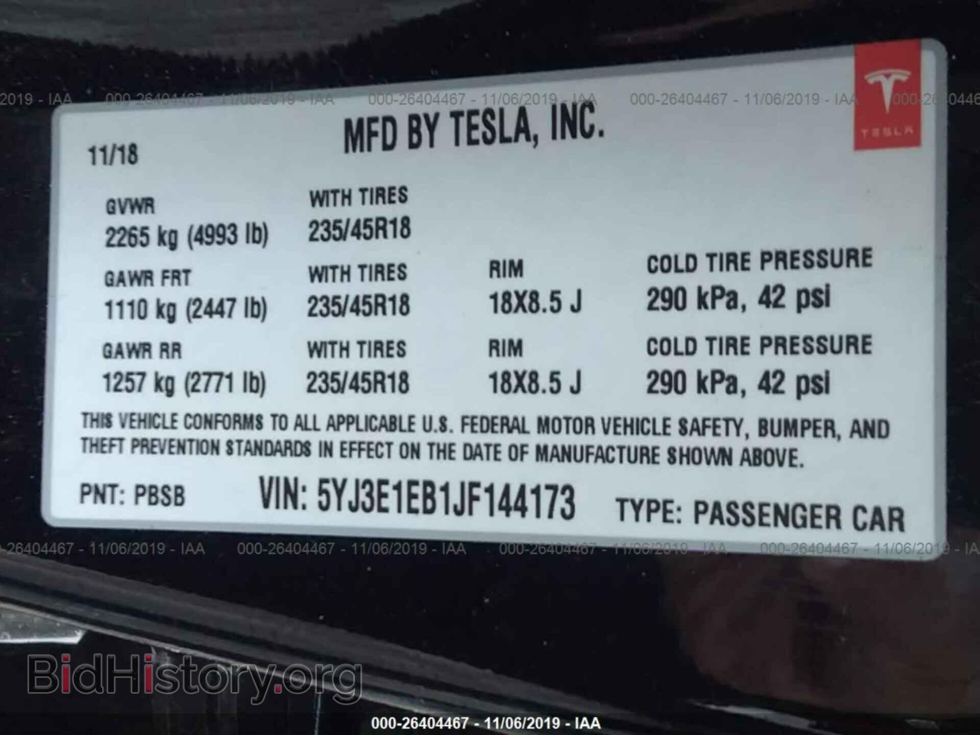 2018 TESLA MODEL 3 - VIN: 5YJ3E1EB1JF144173 - Photo 9