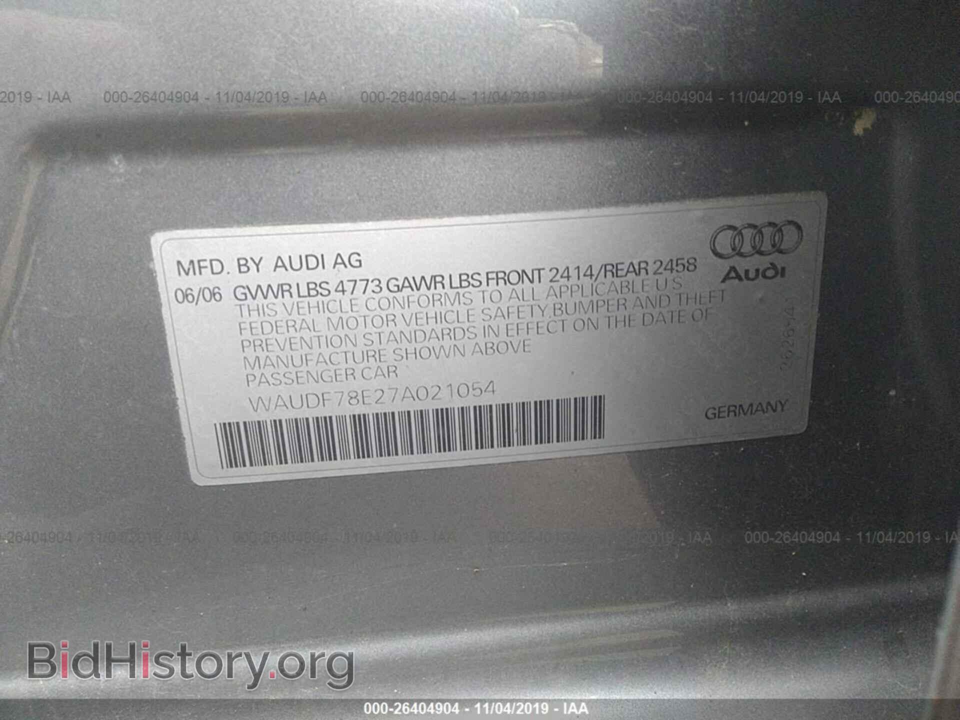 2007 AUDI A4 - VIN: WAUDF78E27A021054 - Фото 9