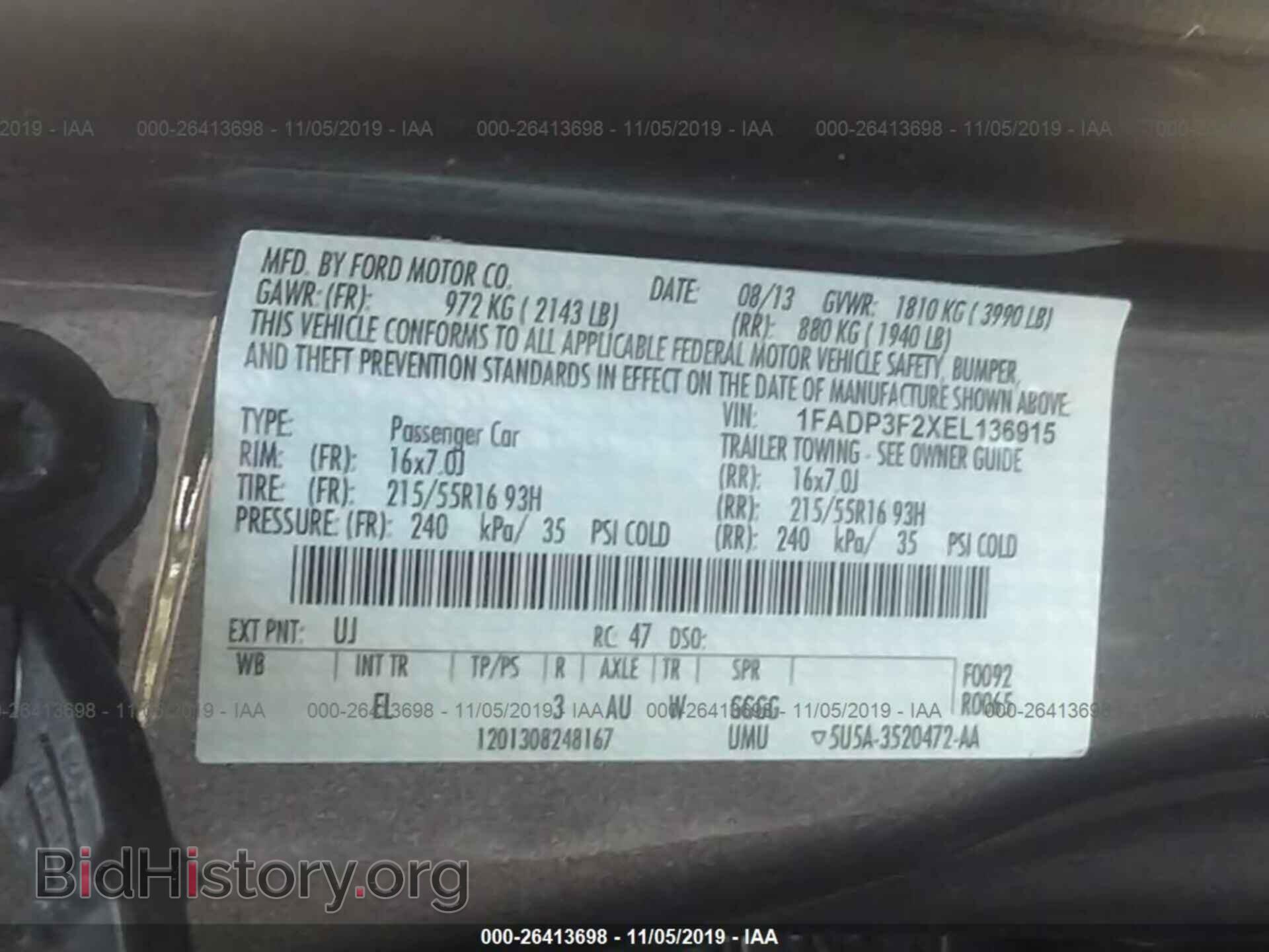 2014 FORD FOCUS - VIN: 1FADP3F2XEL136915 - Фото 9
