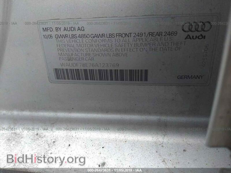 2006 Audi A4 (VIN WAUDF78E76A123769) — фото 9 из 11