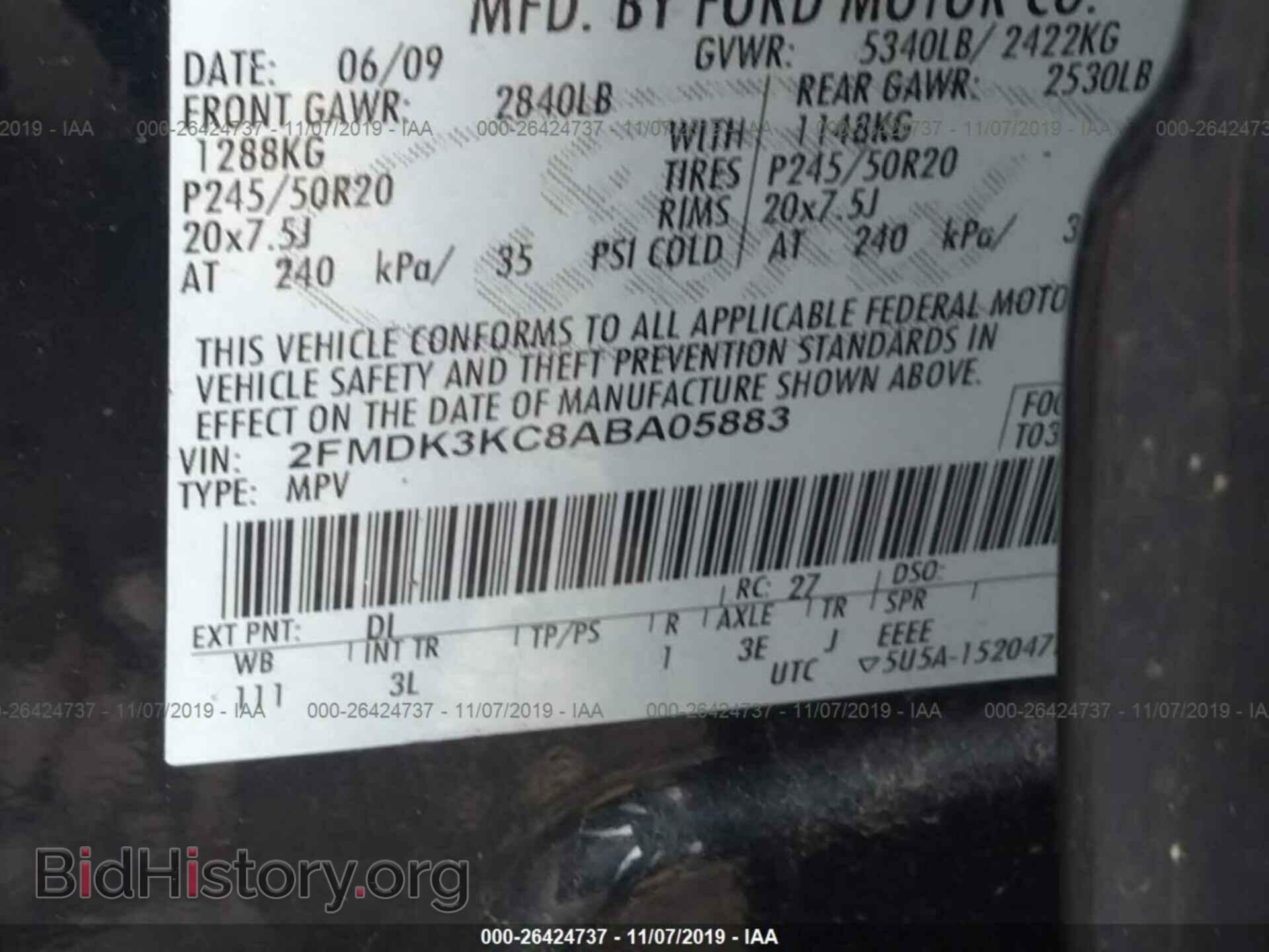 2010 FORD EDGE - VIN: 2FMDK3KC8ABA05883 - Photo 9
