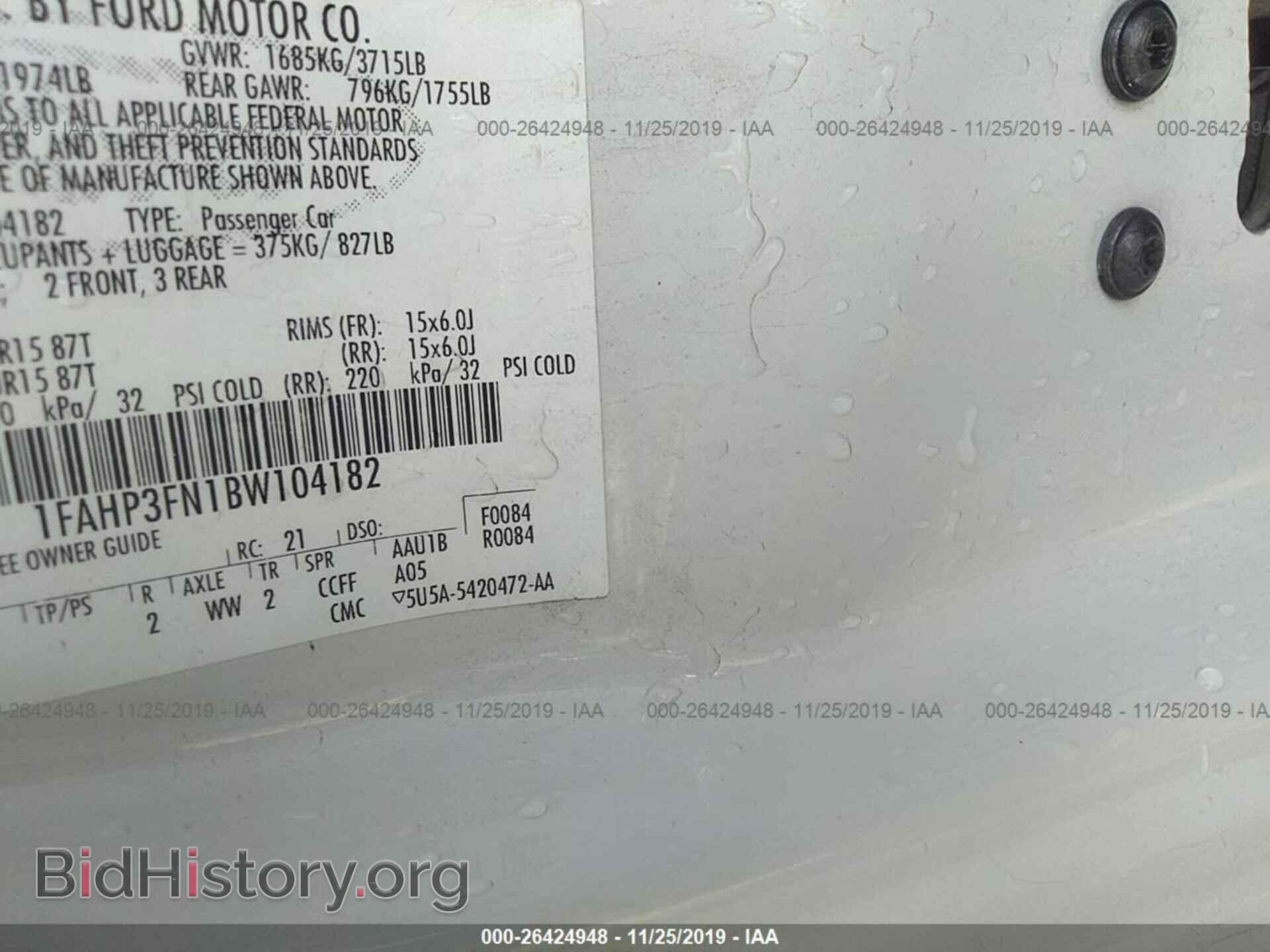 2011 FORD FOCUS - VIN: 1FAHP3FN1BW104182 - Фото 9