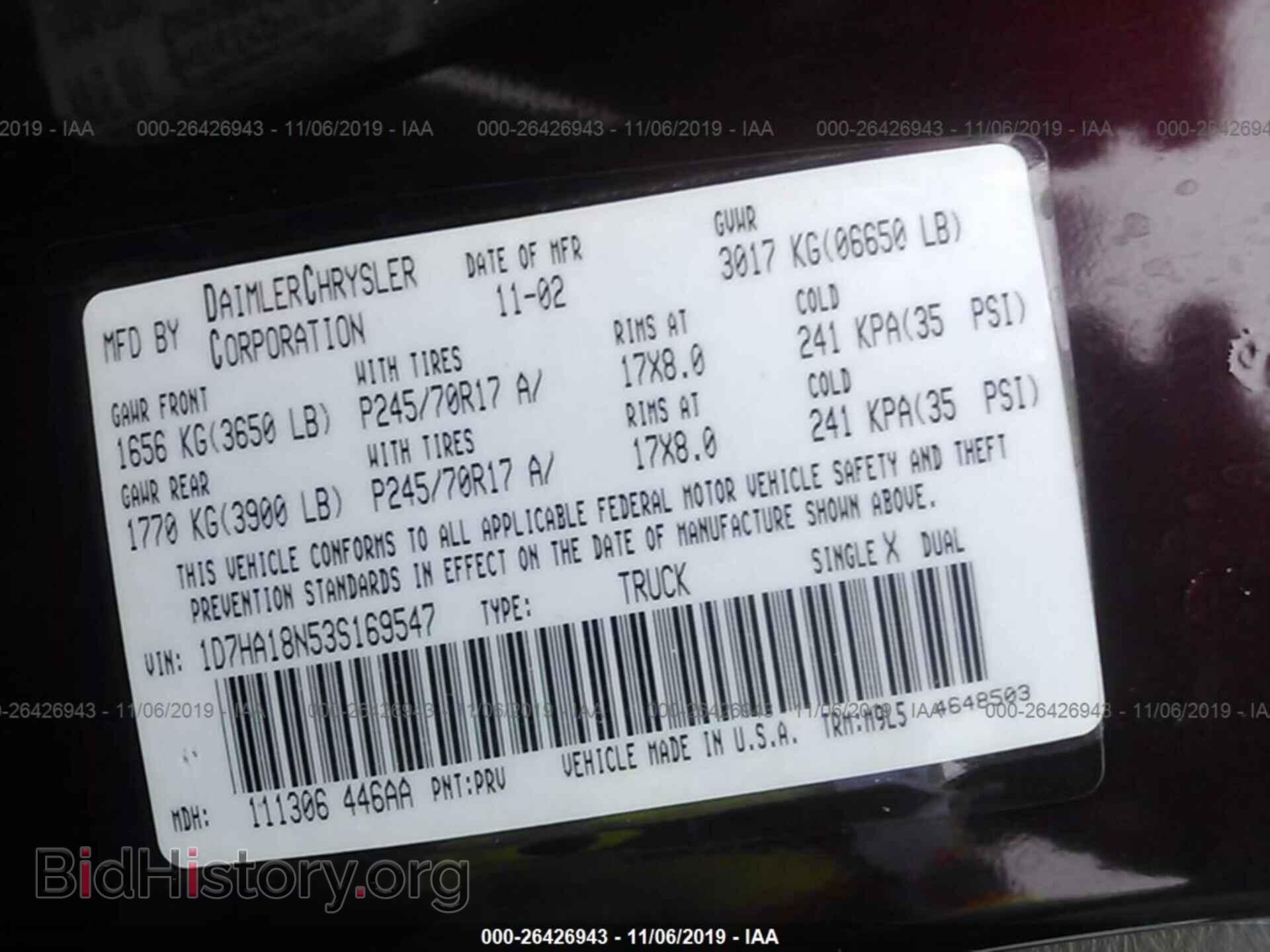 2003 DODGE RAM 1500 - VIN: 1D7HA18N53S169547 - Фото 9