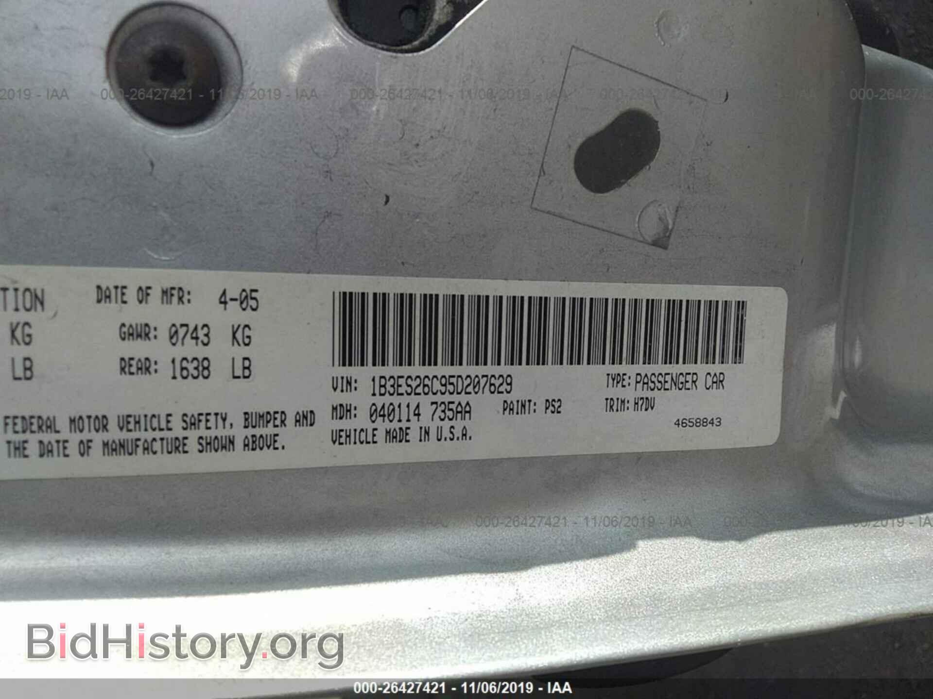 2005 DODGE NEON - VIN: 1B3ES26C95D207629 - Фото 9